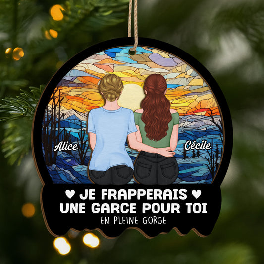 5453OFR1 ornement en bois a 2 couches personnalise pour ami je frapperais une garce pour toi version noel 5453o8ltf