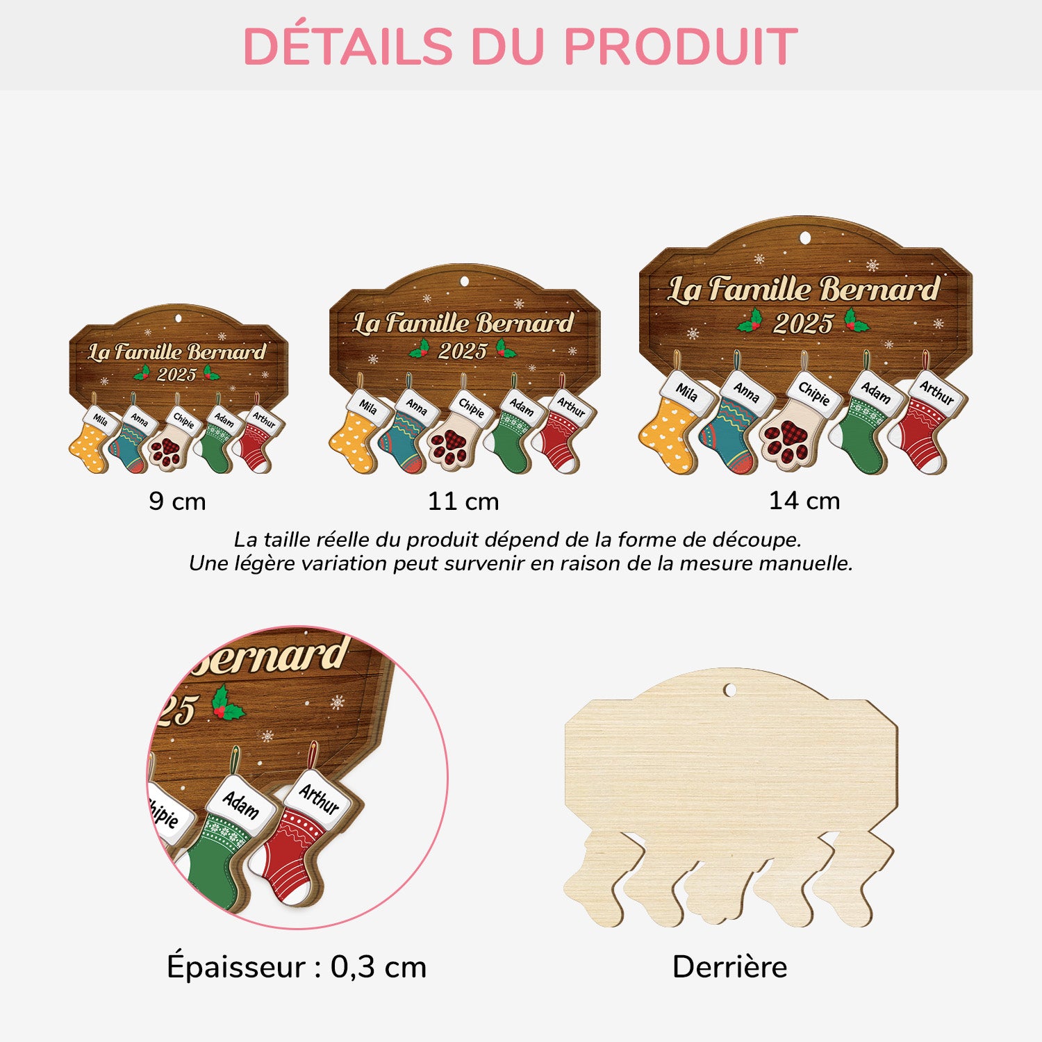 5454OFR3 ornement en bois a 1 couche personnalise notre famille noel chaussettes patte 5454otqci_b39e783e 13b6 4625 8b2b 8b92d36b8bcc