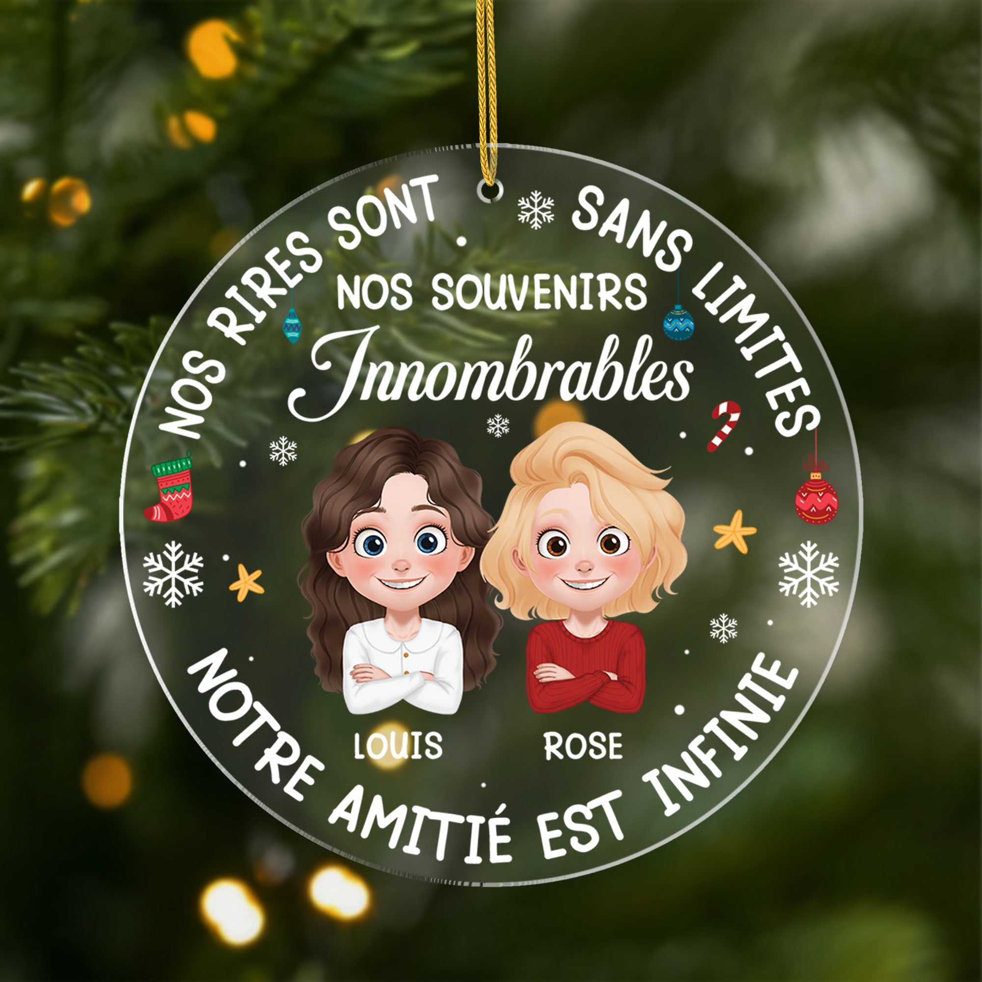 5464OFR1 ornement noel en acrylique personnalise notre amitie est infinie 5464okv0f