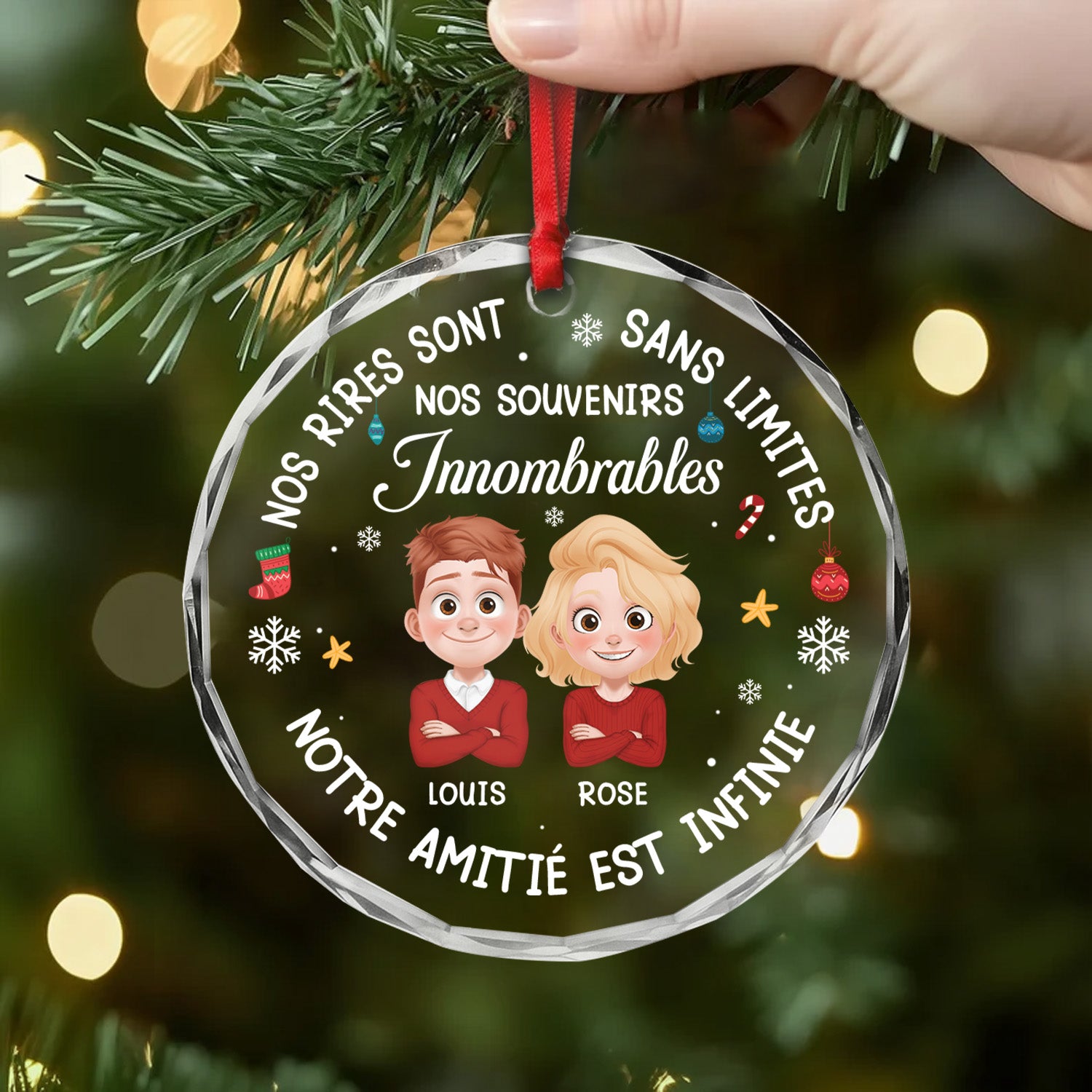 5464OFR2 ornement noel en verre personnalise notre amitie est infinie 5464okvtf