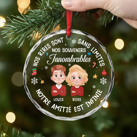5464OFR2 ornement noel en verre personnalise notre amitie est infinie 5464okvtf