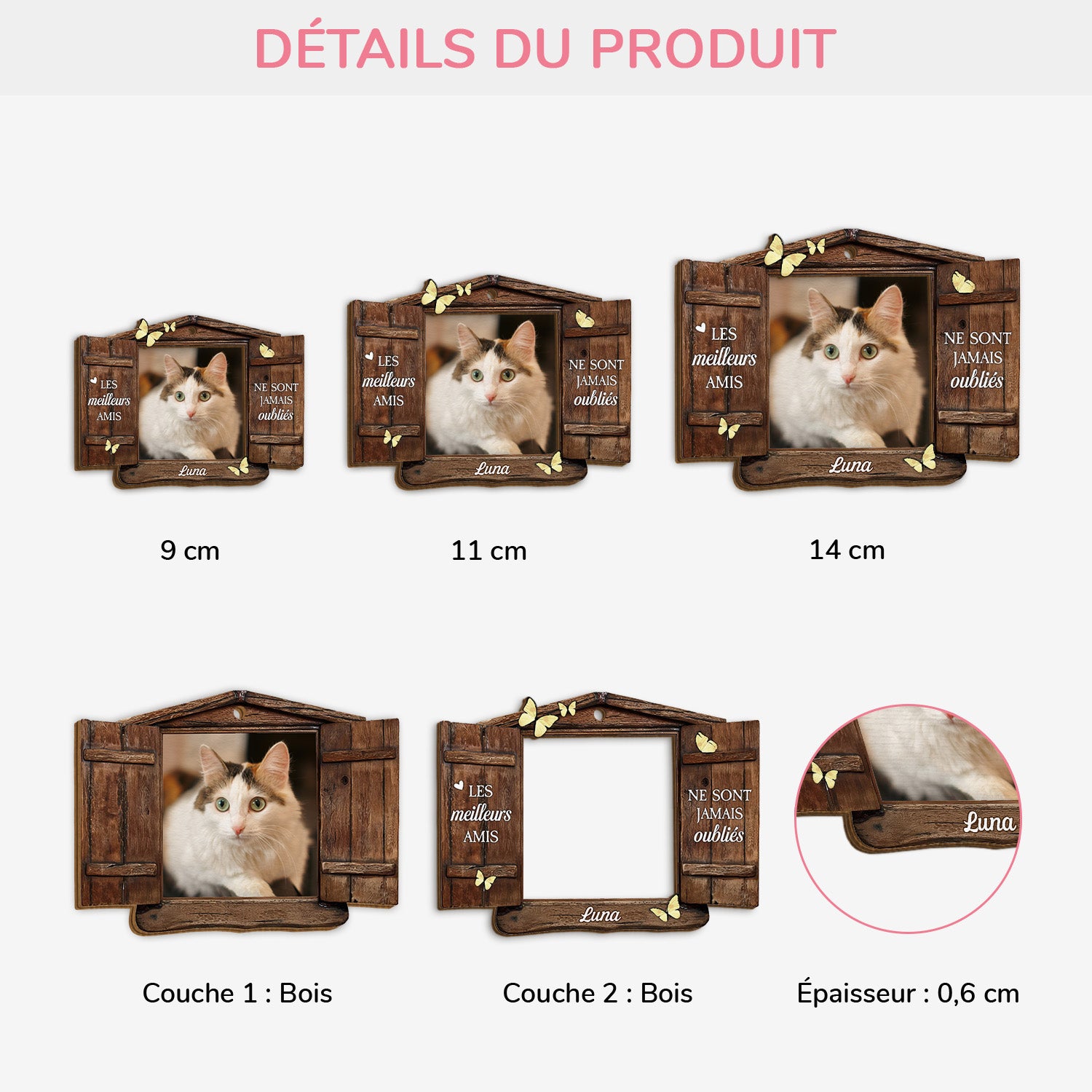 5467OFR3 ornement en bois a 2 couches chien commemoratif personnalise les meilleurs amis ne sont jamais oublies 5467o3ztd