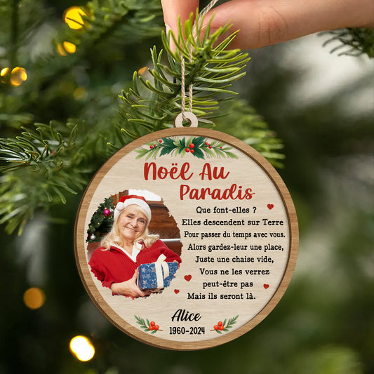 5469OFR2 ornement en bois a 2 couches commemoratif personnalise noel au paradis 5469othma