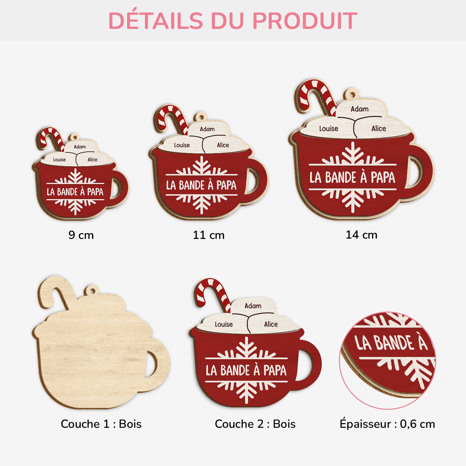 5472OFR3 ornement en bois a 2 couche personnalise la bande a papa version chocolat chaud 5472o_7dfe0462 7073 4948 bfa1 a2725132d678