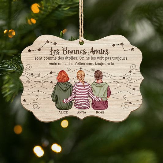 5488OFR1 ornement noel en bois a 1 couche personnalise meilleures amies comme des etoiles 5488otyzf