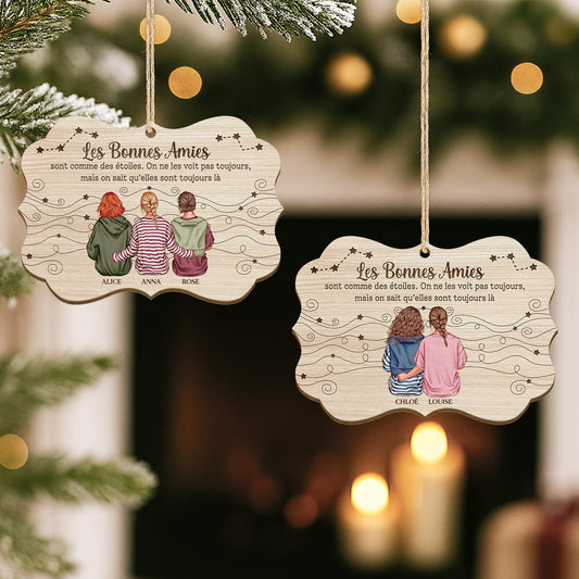 5488OFR2 ornement noel en bois a 1 couche personnalise meilleures amies comme des etoiles 5488otyzf