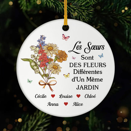 5497OFR1 ornement noel ceramique personnalise pour amie soeurs sont des fleurs differentes 5497o6qta