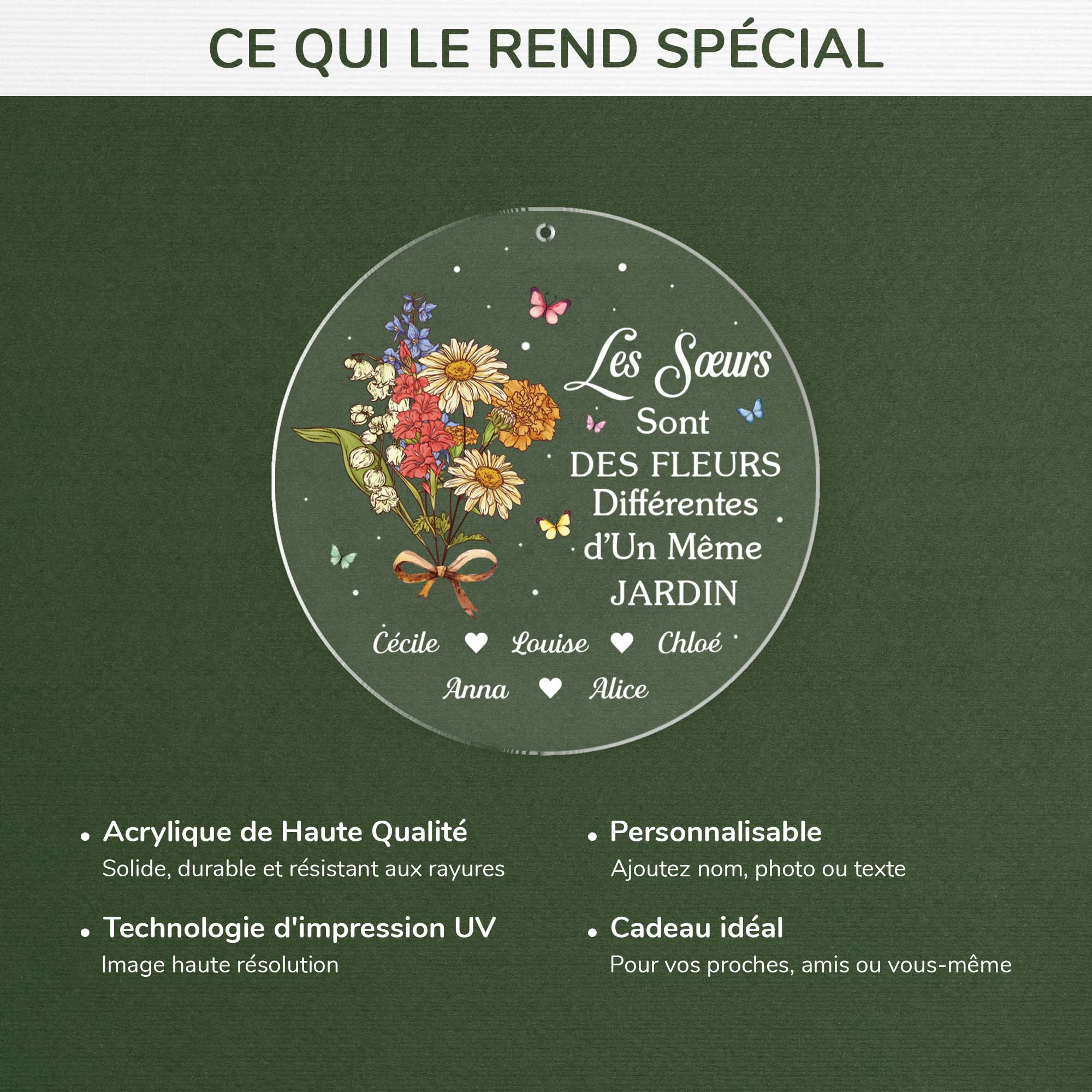 5497OFR4 ornement noel en acrylique personnalise pour amie soeurs sont des fleurs differentes 5497o6qta