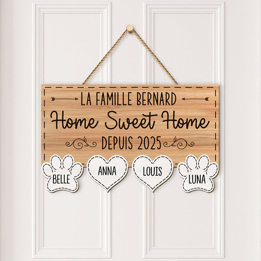 5498OFR2 plaque en bois personnalisee famille nouvelle maison avec coeur et pattte 5498o6uzi_51e4d5c4 6d00 4041 ae09 9f2edde145d2