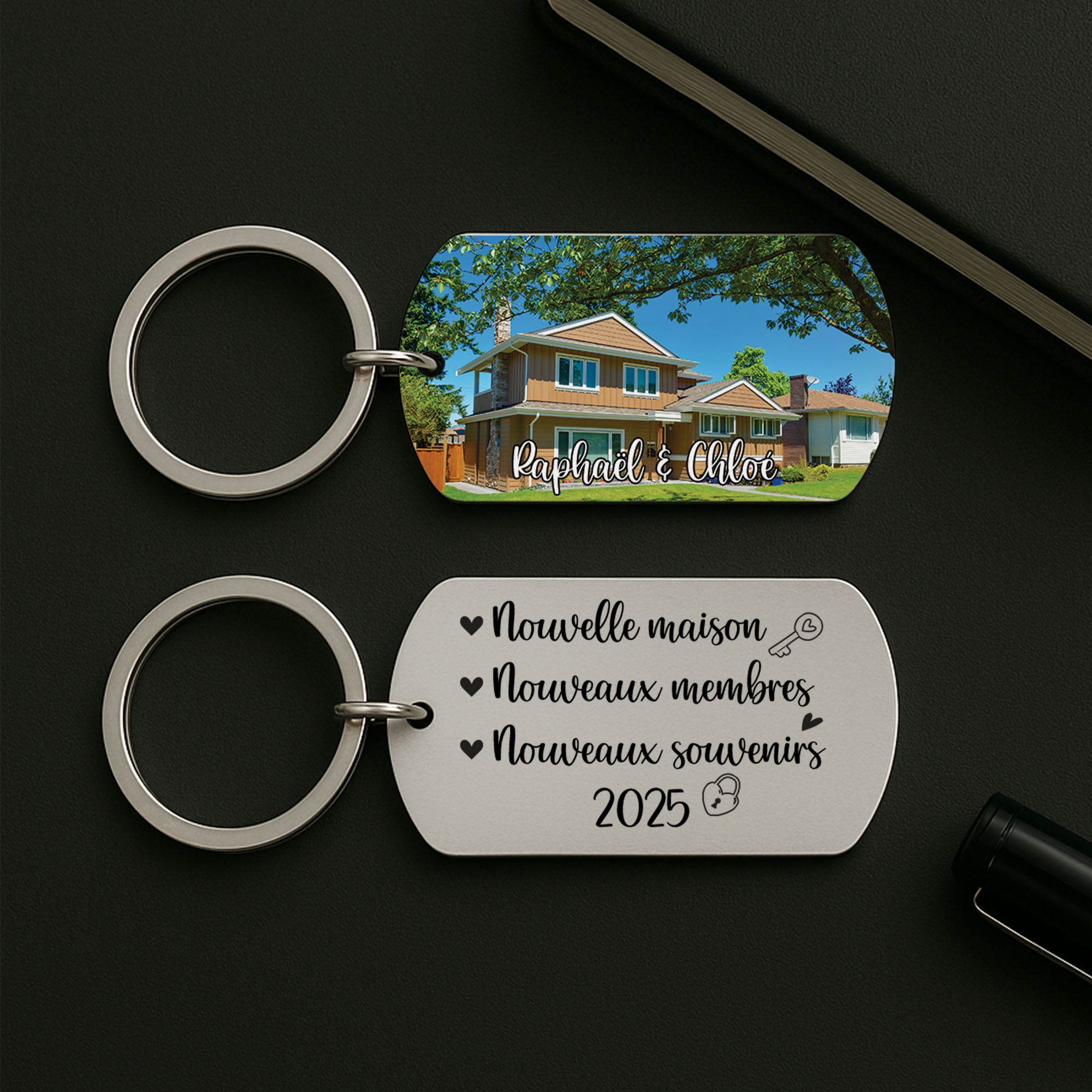 5500JFR2 porte cle aluminium personnalise famille nouvelle maison 5500j6qqi