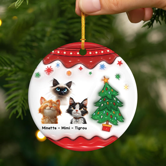 5506OFR2 ornement noel ceramique personnalise mon chat avec le sapin noel 5506ottac