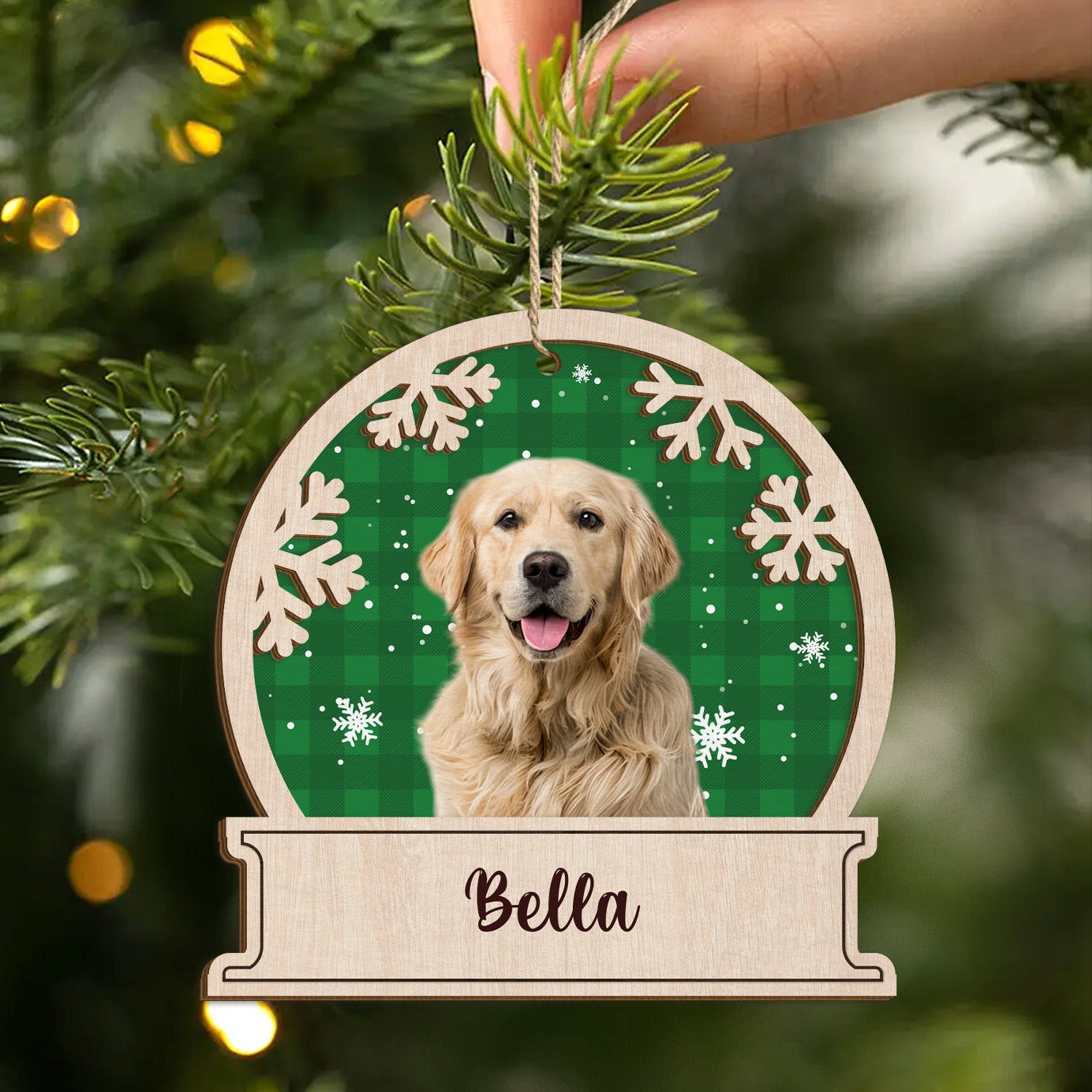 5510OFR2 ornement noel en bois a 2 couches personnalise mon petit chien noel version 3d 5510okzac