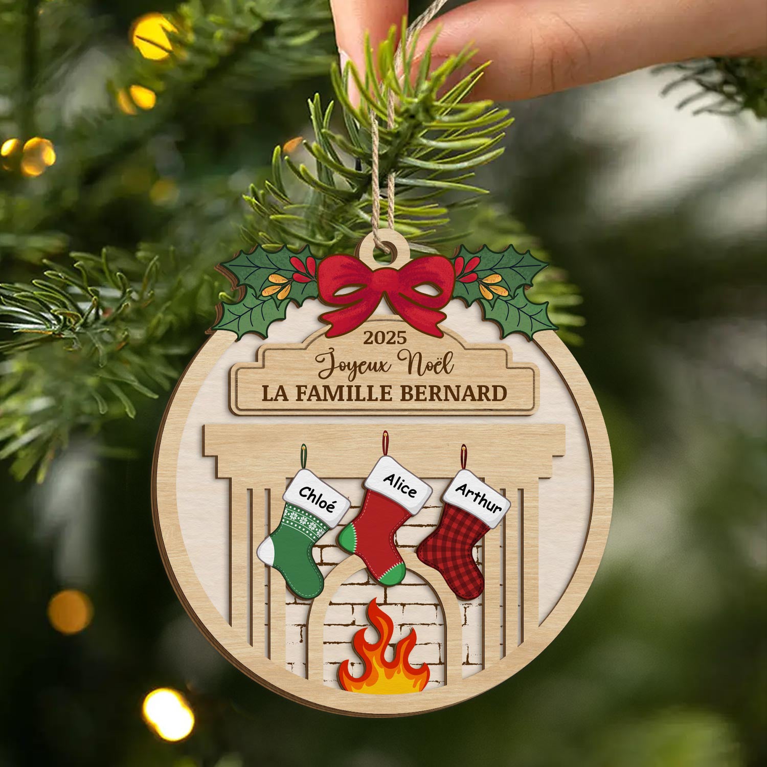 5512OFR2 ornement noel en bois a 2 couches personnalise famille joyeux noel famille 5512otqai