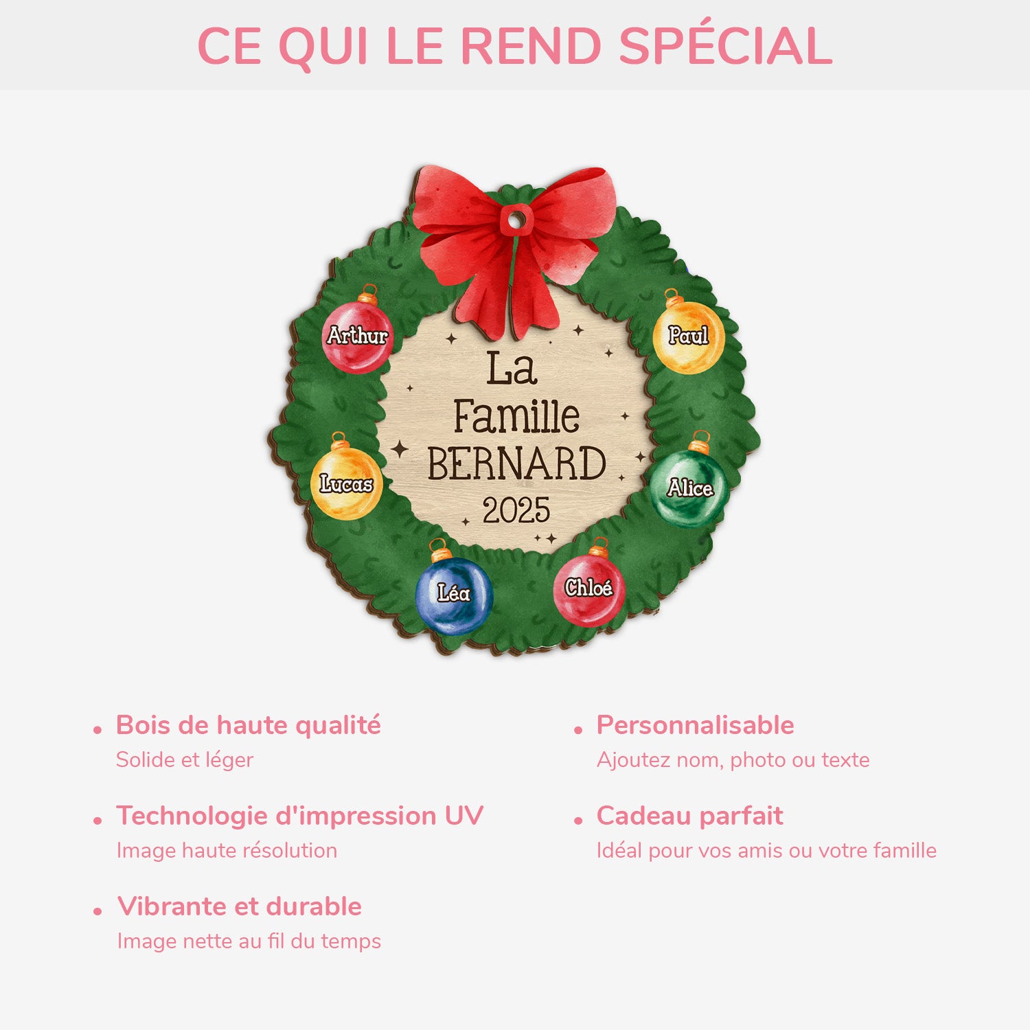 5513OFR4 ornement noel en bois a 2 couches personnalise famille notre couronne de noel 5513othai_5904af2a 89ac 45dc a582 65fdc2d14308