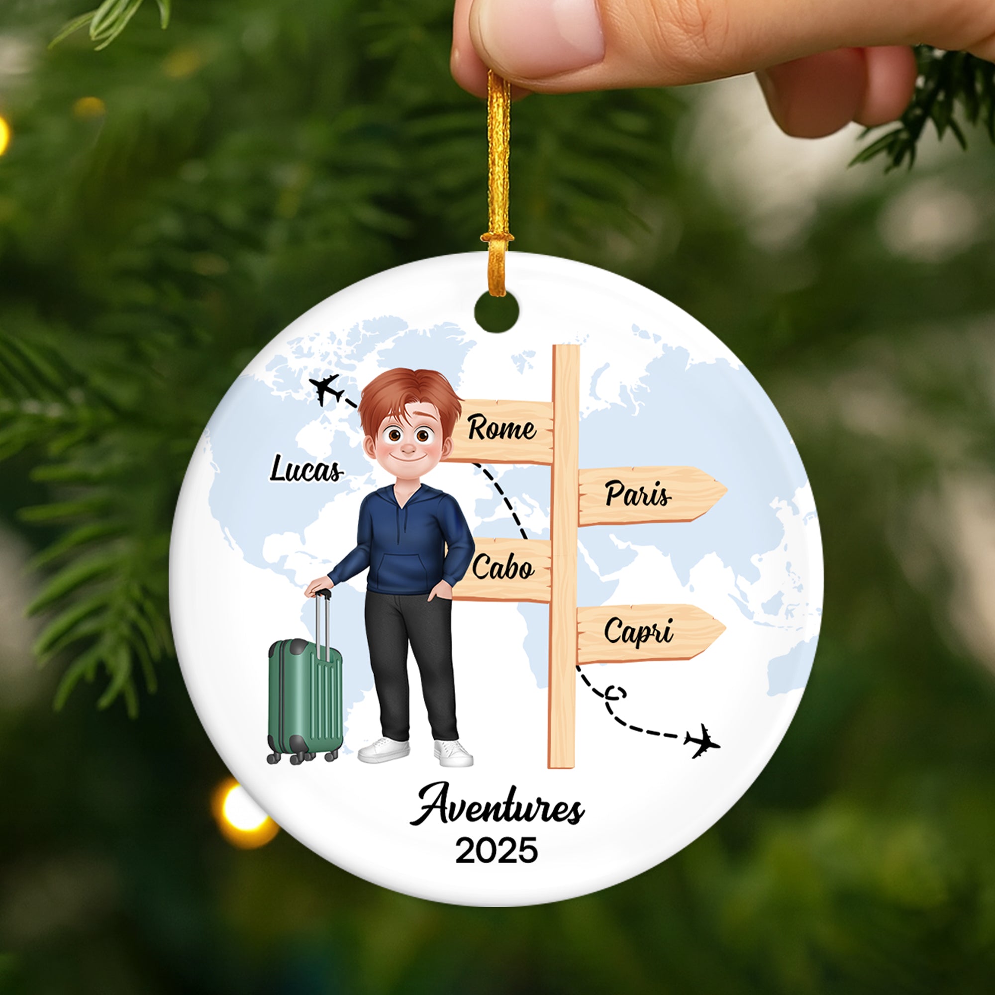 5515OFR2 ornement noel ceramique personnalise voyage femme mes aventures 5515okvnr