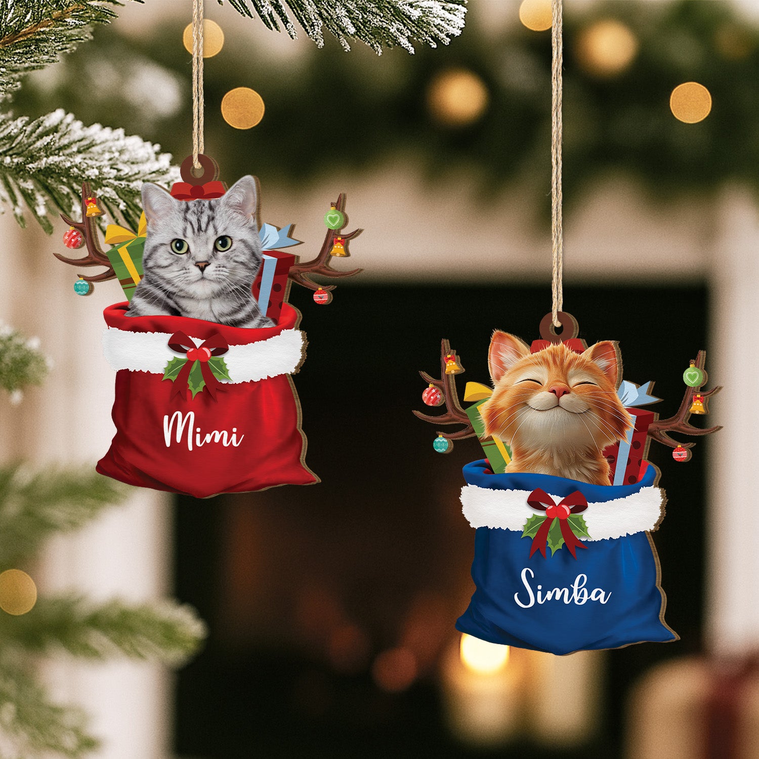 5522OFR2 ornement noel en bois a 1 couche personnalise chat meilleur cadeau de noel chat 5522o8lad