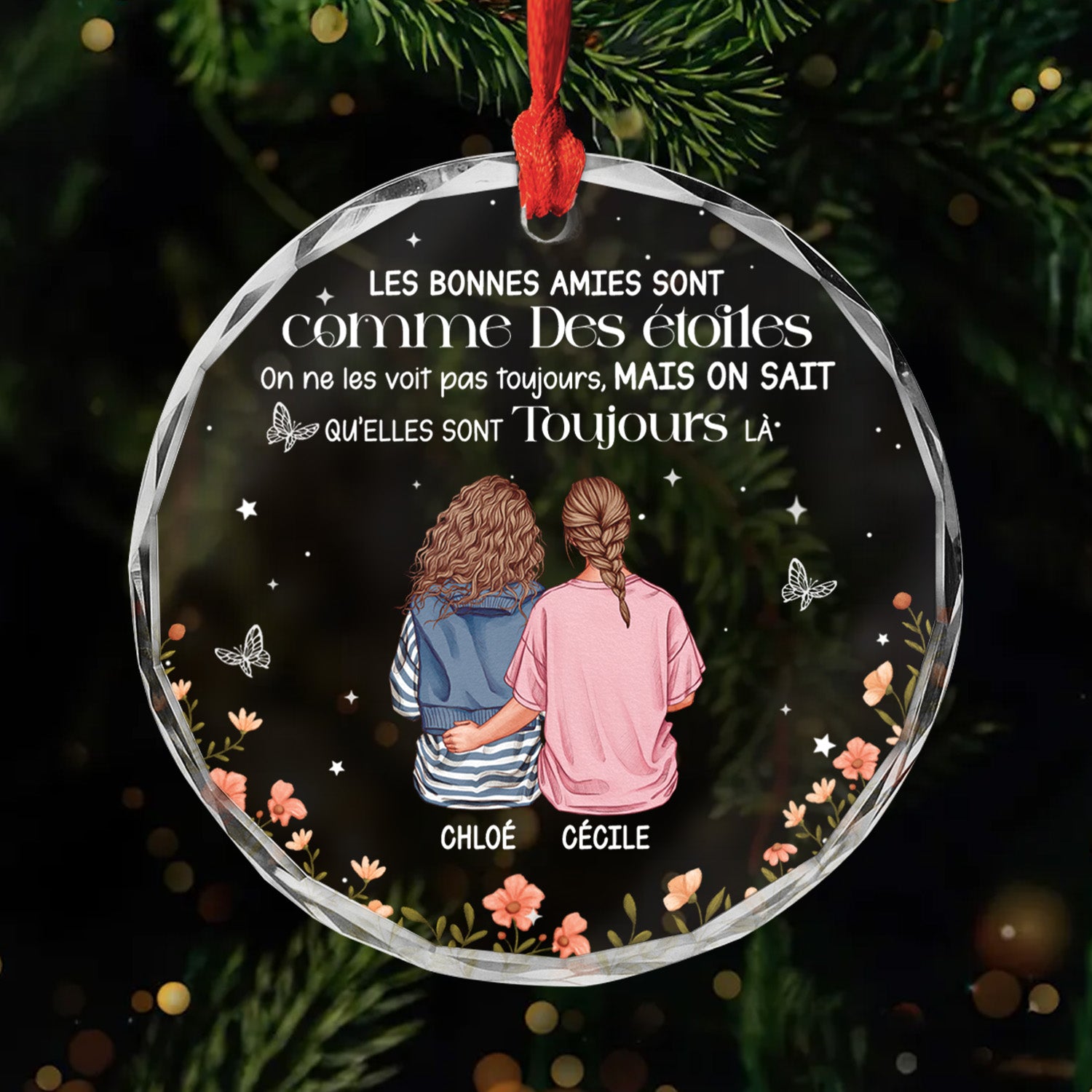 5529OFR1 ornement en verre personnalise bonnes amies sont toujours la de dos 5529o36qf
