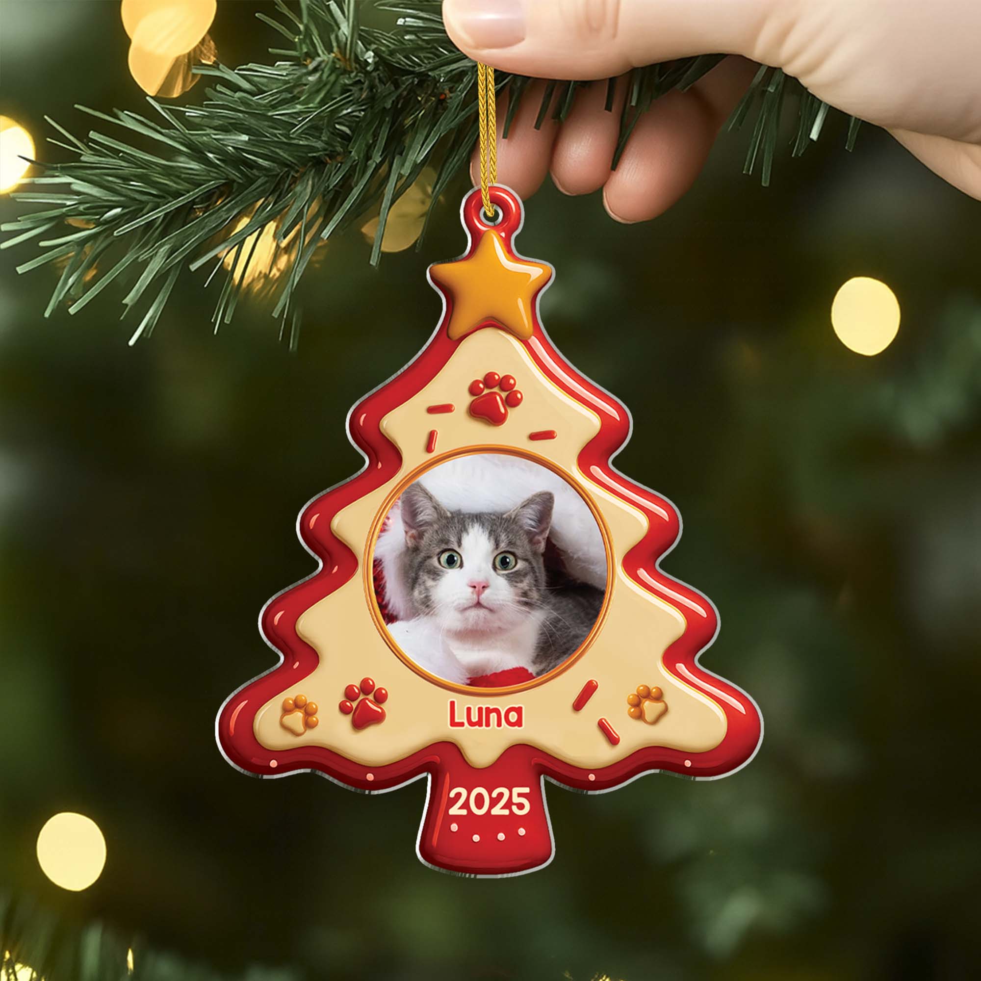 5531OFR2 ornement noel en acrylique personnalise biscuit sapin chien 5531o3lac