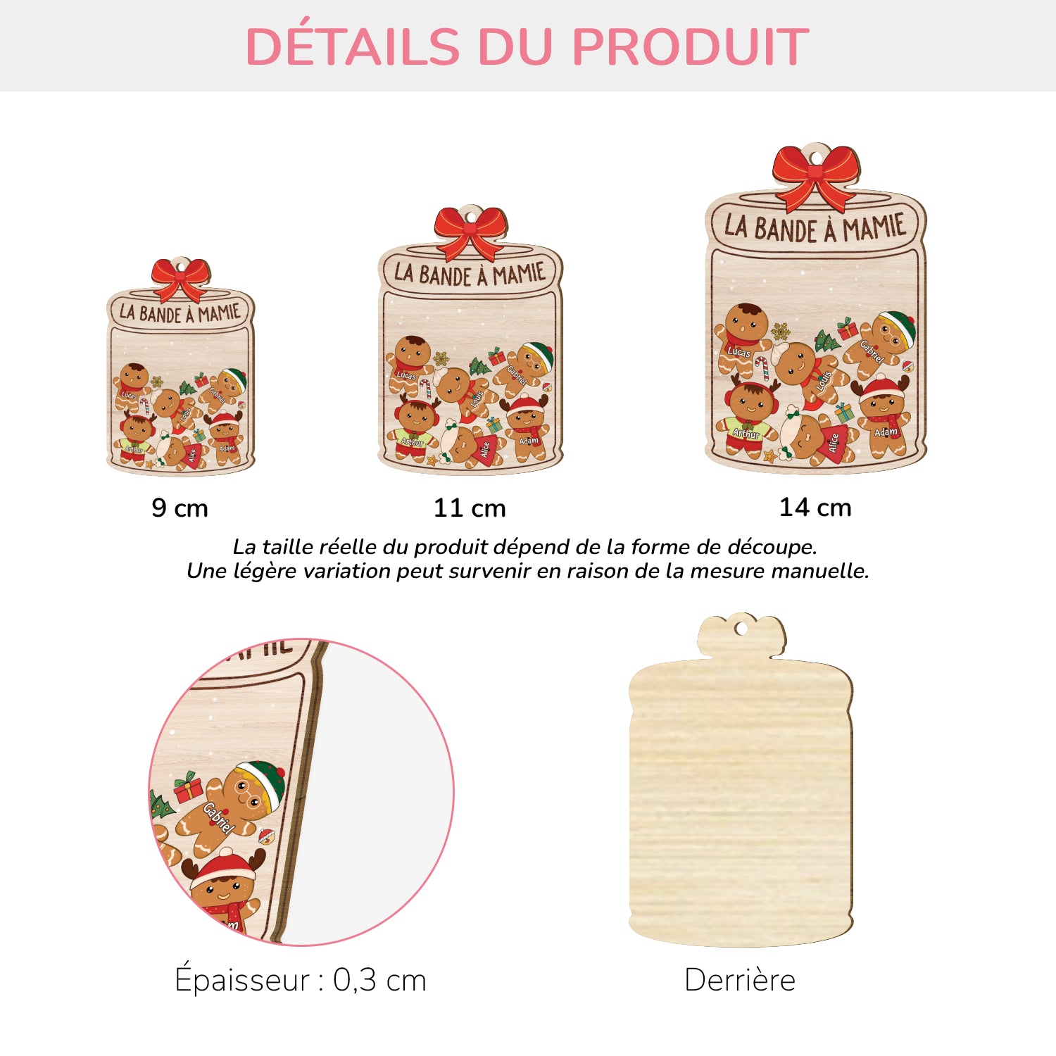 5534OFR3 ornement noel en bois a 1 couche personnalise pot a biscuits de maman5534o3yma