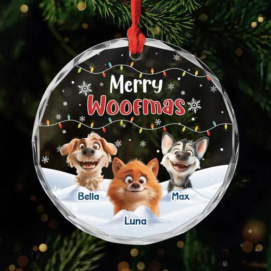 5539OFR1 ornement noel en verre personnalise chien joyeux noel toutou 5539o3ytc
