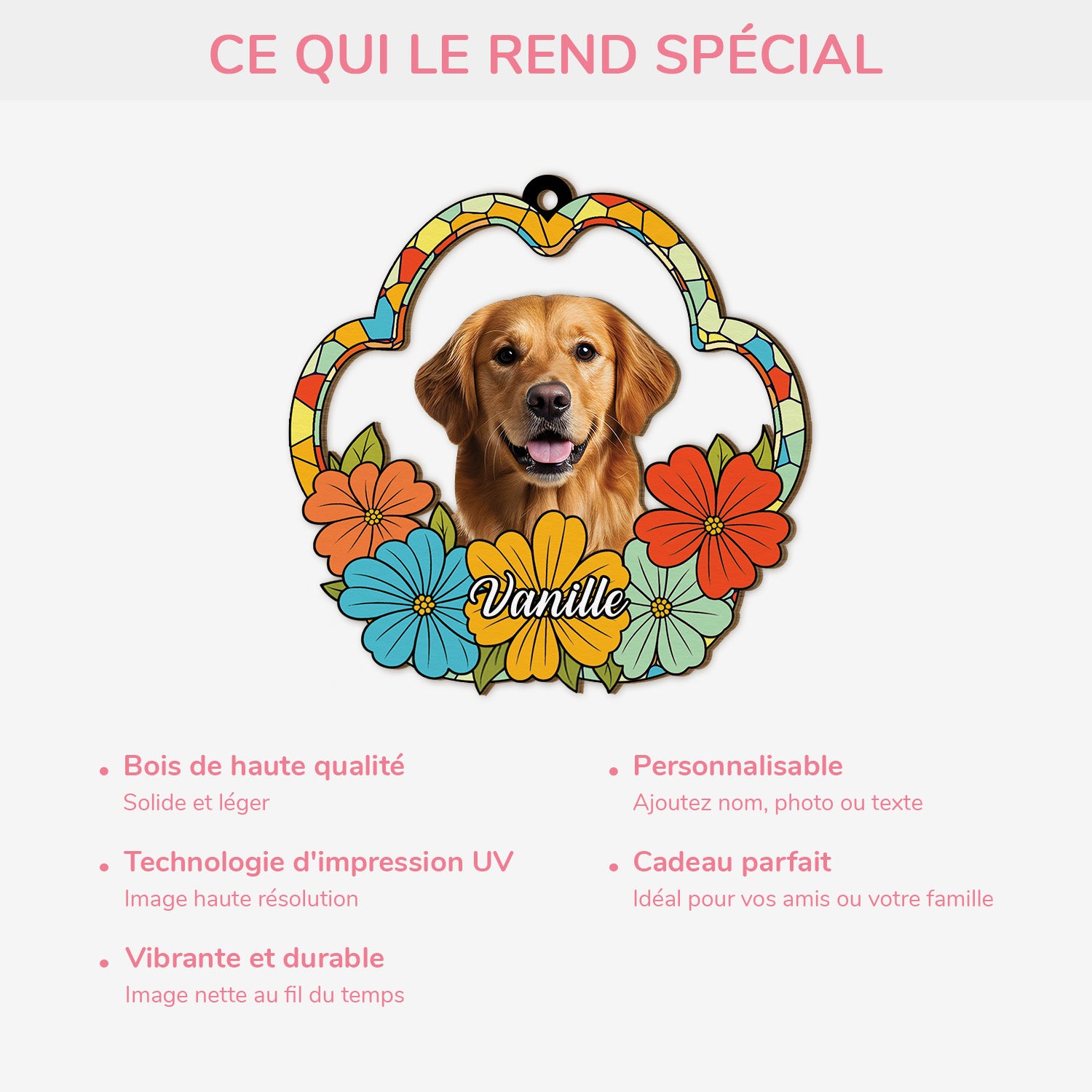 5542OFR4 ornement en bois a 1 couche personnalise portrait floral de mon chien 5542o8lmc_2cb0aaa9 0c65 42d5 926c 438a3f573d0b