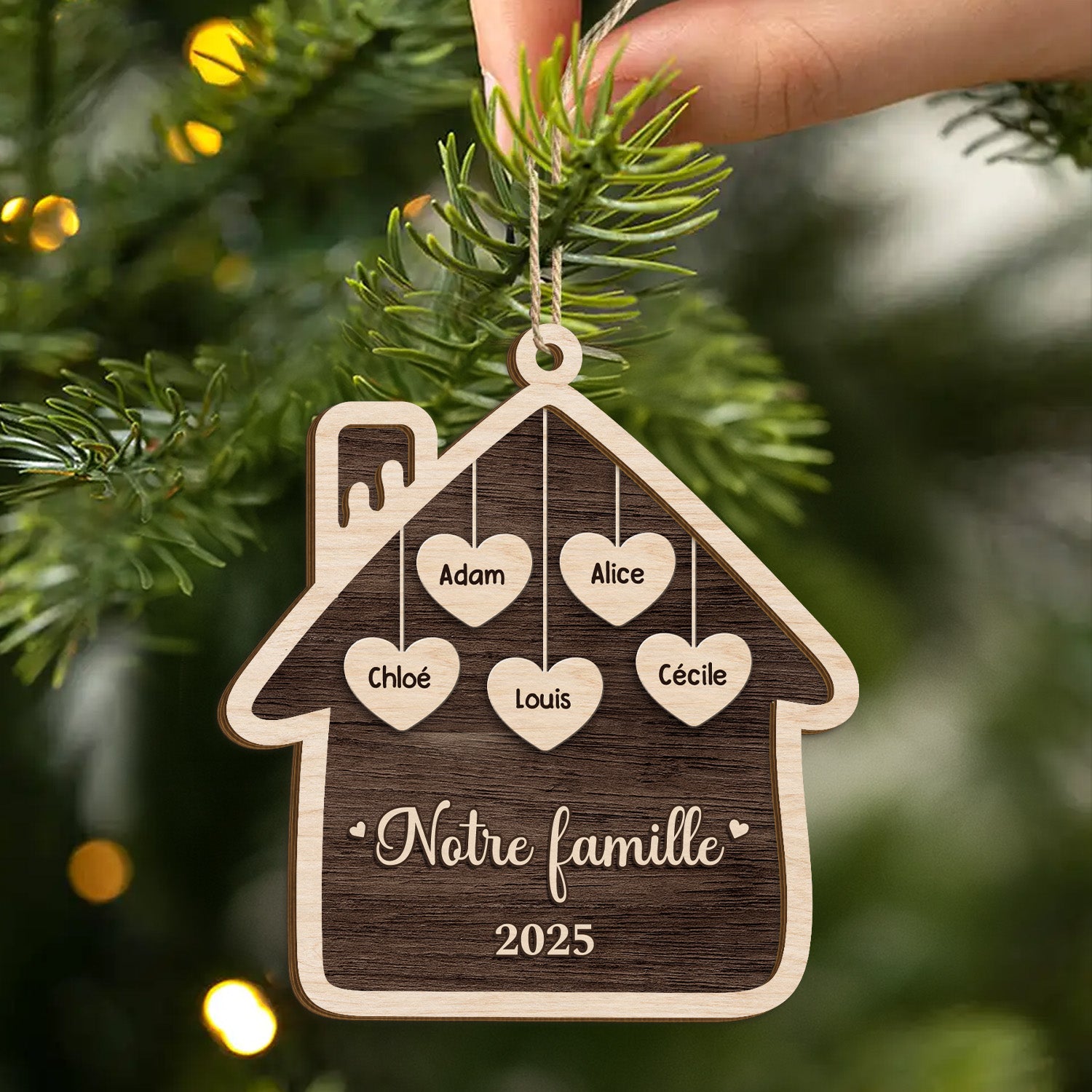 5543OFR2 ornement en bois a 2 couches personnalise famille notre maison de famille 5543o8lti