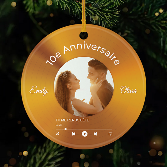 5549OFR1 ornement ceramique personnalise couple avec photo notre vinyle anniversaire 5549o5u5g