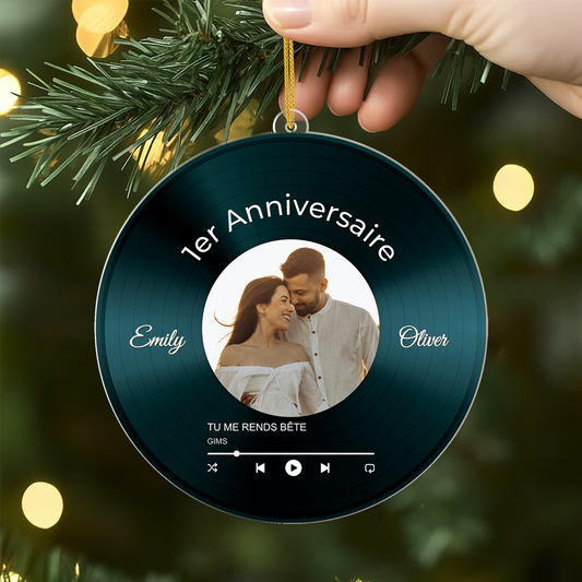 5549OFR2 ornement en acrylique personnalise couple avec photo notre vinyle anniversaire 5549o5u5g