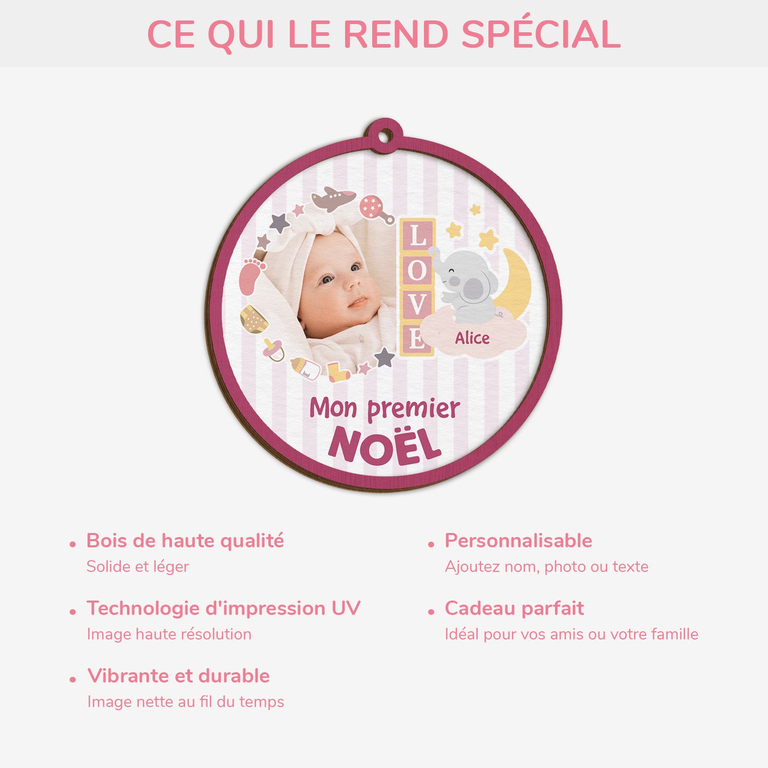 5550OFR4 ornement noel en bois a 2 couches personnalise mon premier noel 5550o5q5k