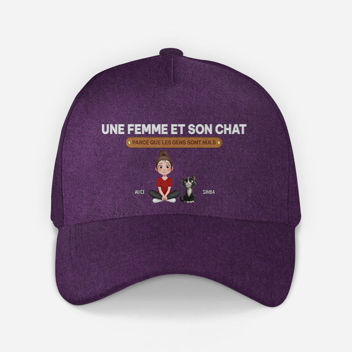 5552JFR1 casquette personnalisee un femme et son chat 5552jtvnd