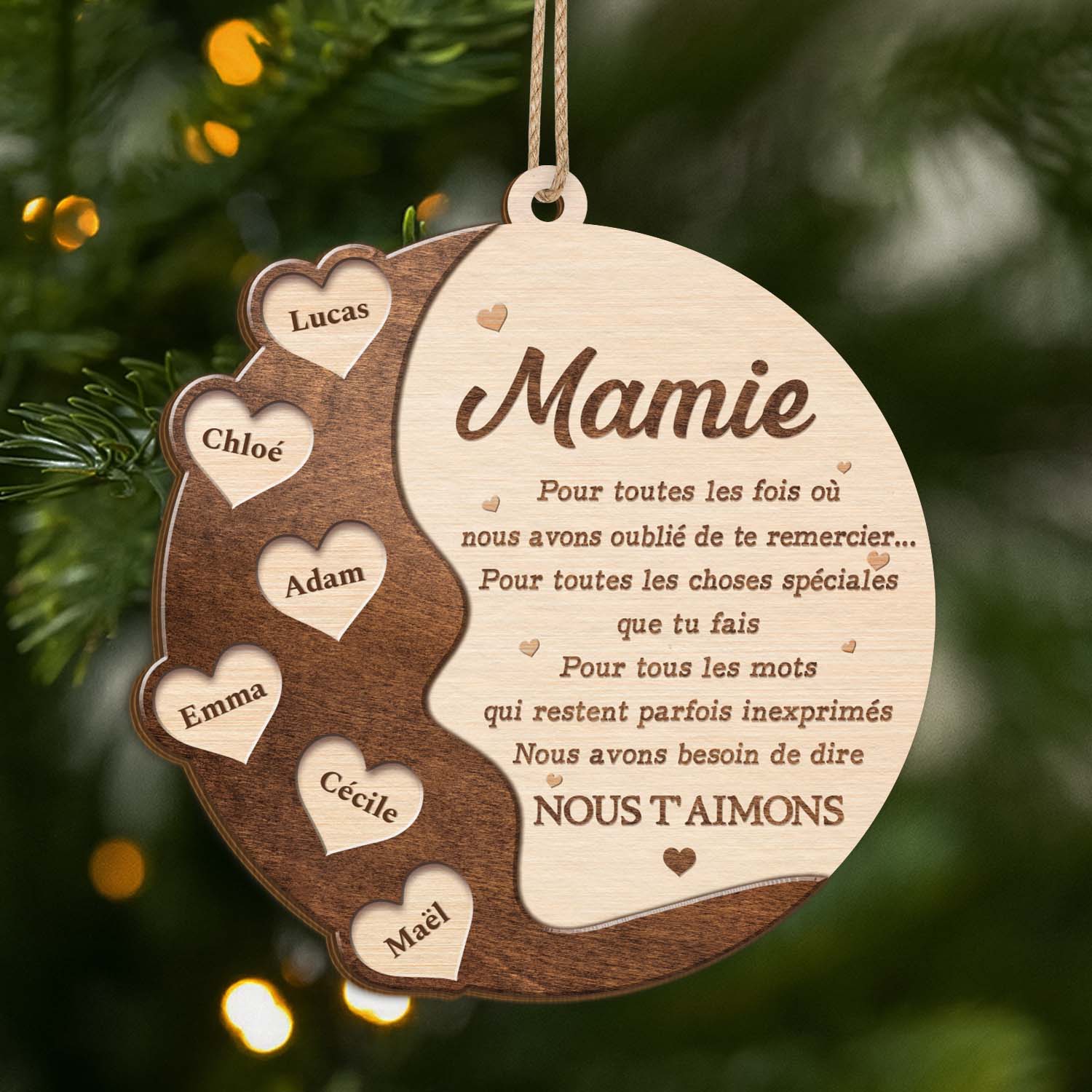 5598OFR2 ornement en bois a 2 couches personnalise je taime maman 5598o5qta