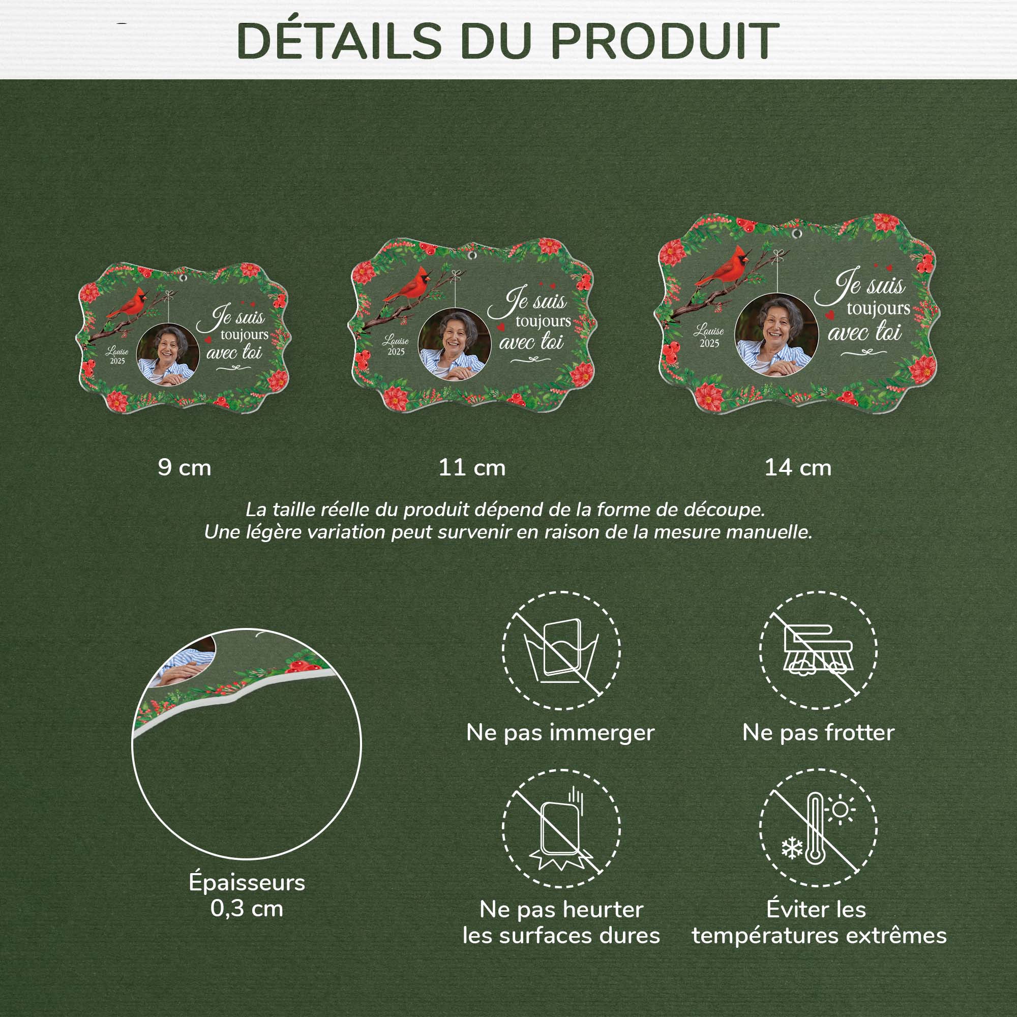 5603OFR3 ornement en acrylique commemoratif personnalise avec photo le paradis est beau parce que ma maman y est 5603o8vna