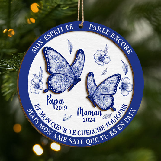 5606OFR1 ornement en bois a 2 couches commemoratif personnalise mon esprit te parle encore style toile bleue 5606otqqb