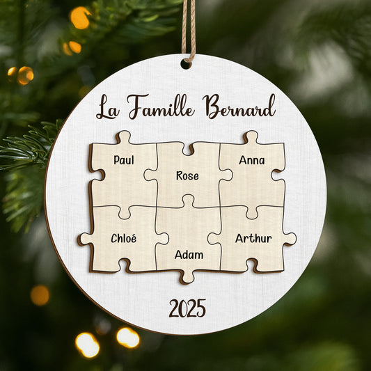 5618OFR1 ornement en bois a 2 couches personnalise notre famille puzzle avec nom 5618o8mci