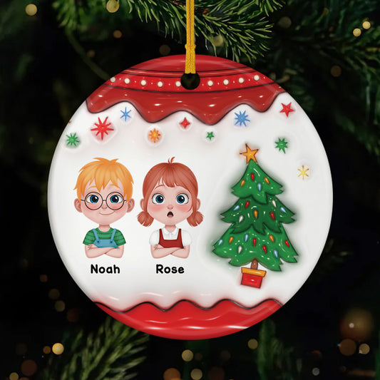 5622OFR1 ornement noel ceramique personnalise avec photo mon enfant avec le sapin noel 3d 5622ottak
