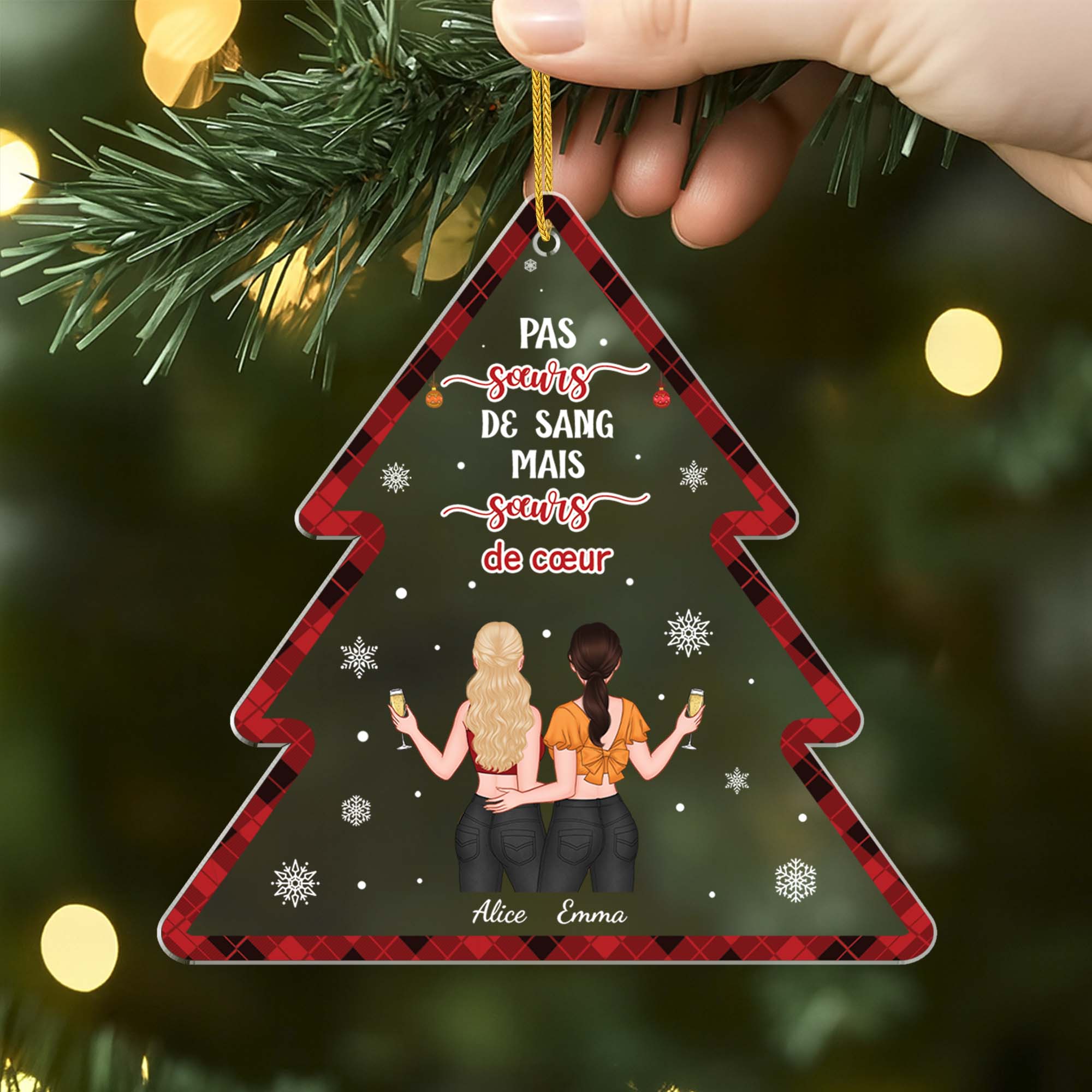 5624OFR2 ornement noel en acrylique personnalise femme notre amitie infinie version sapin 5624okktf