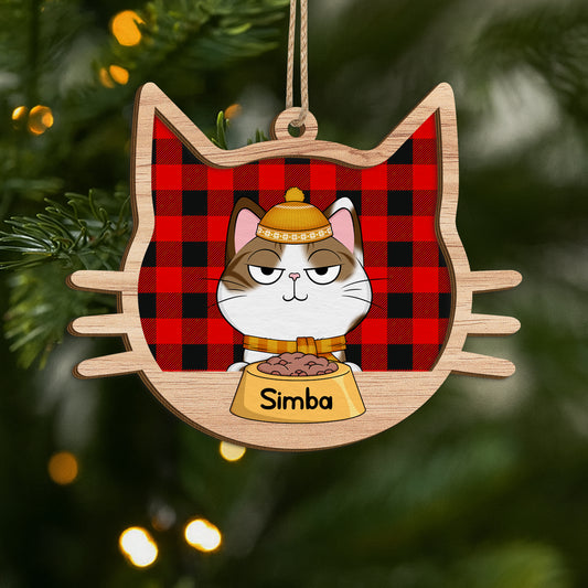 5629OFR1 ornement noel en bois a 2 couches personnalise chat repas de noel 5629o8uzd