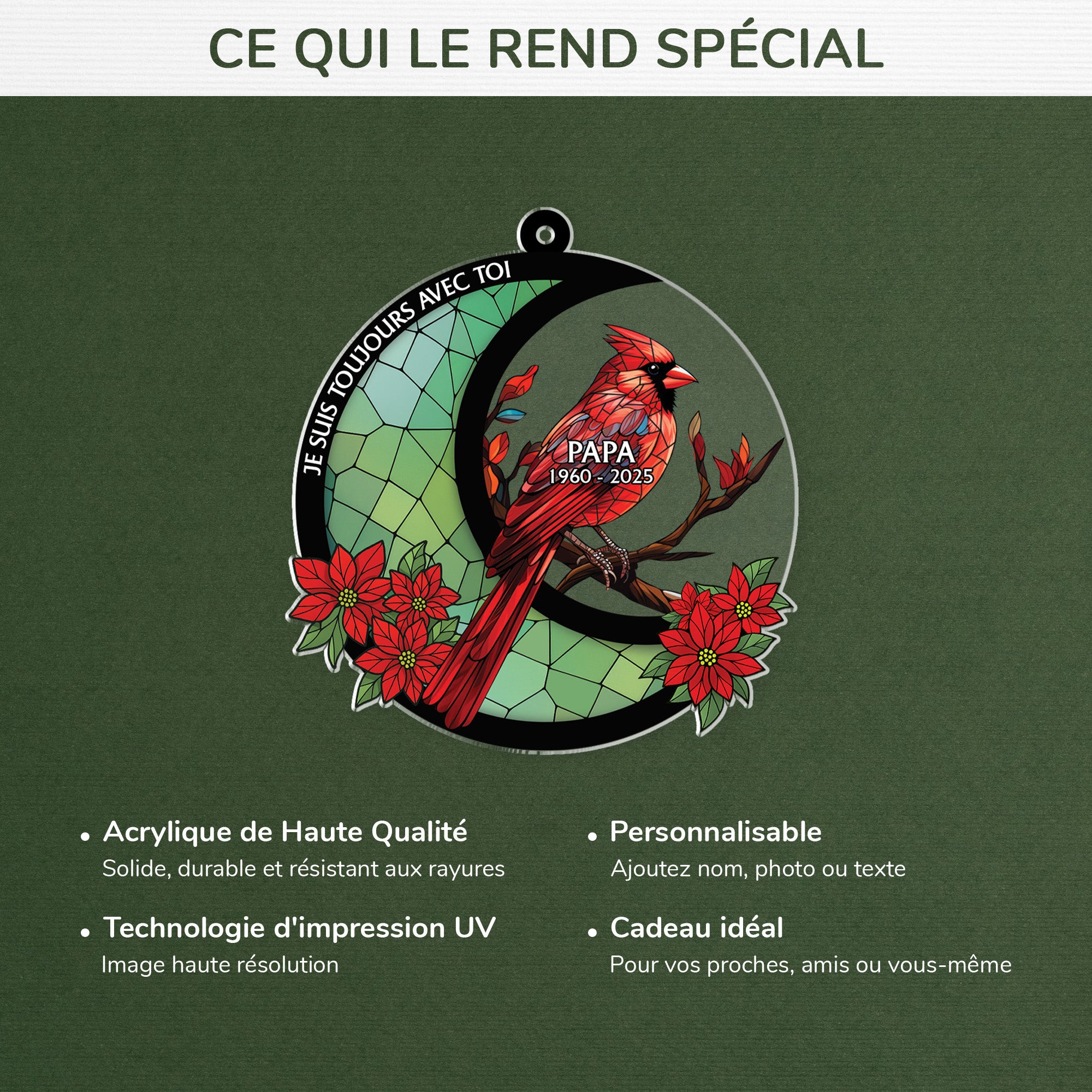 5630OFR4 ornement en acrylique papa commemoratif personnalise toujours avec toi cardinal rouge et la lune 5630o8qmb
