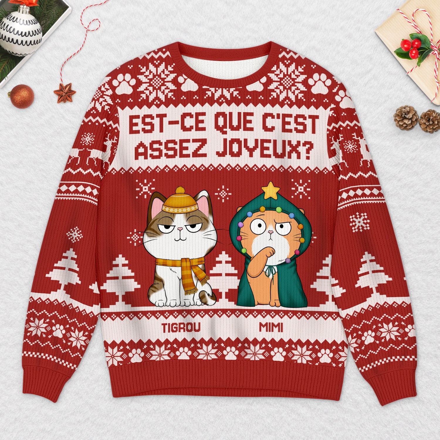 5634WFR2 pull moche chat de noel personnalise drole est ce que cest assez joyeux 5634w8yzd