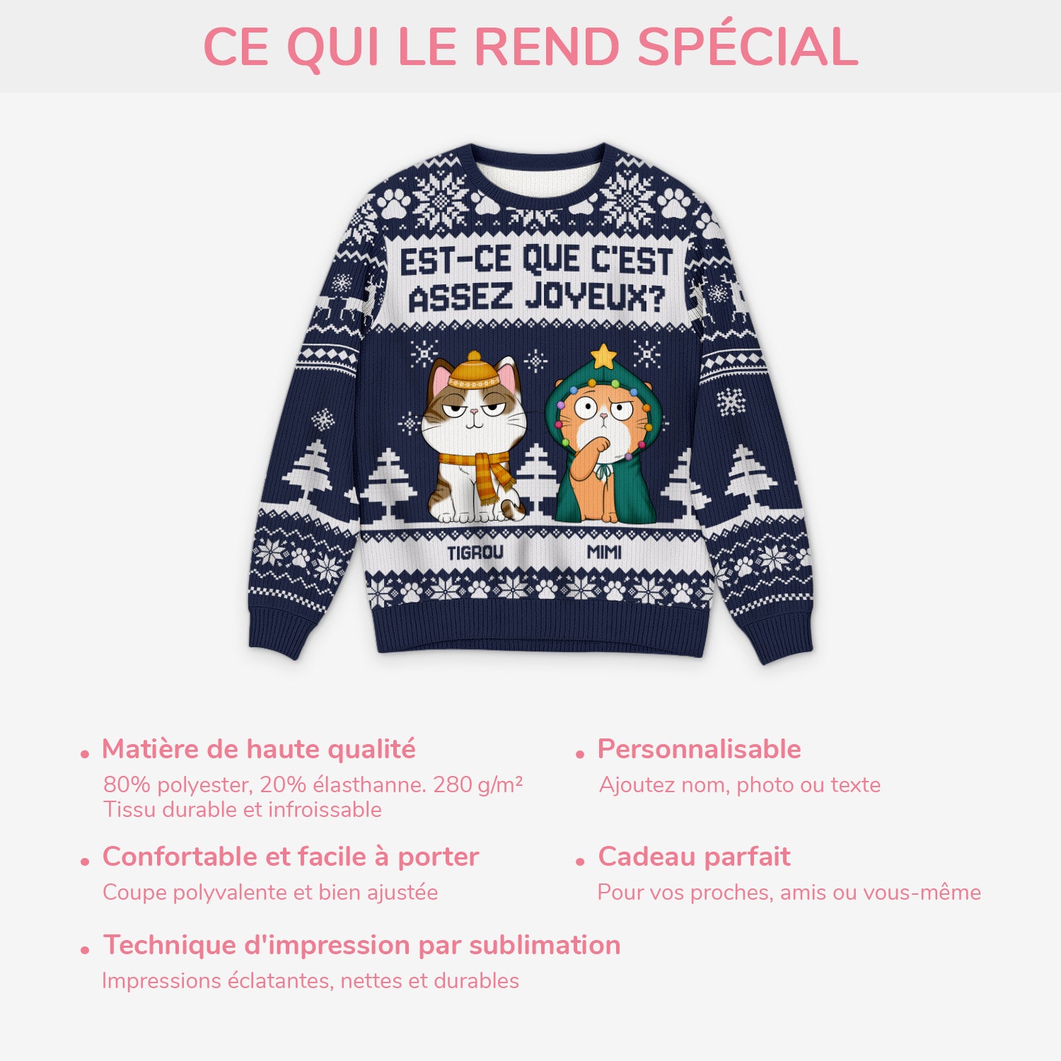 5634WFR5 pull moche chat de noel personnalise drole est ce que cest assez joyeux 5634w8yzd