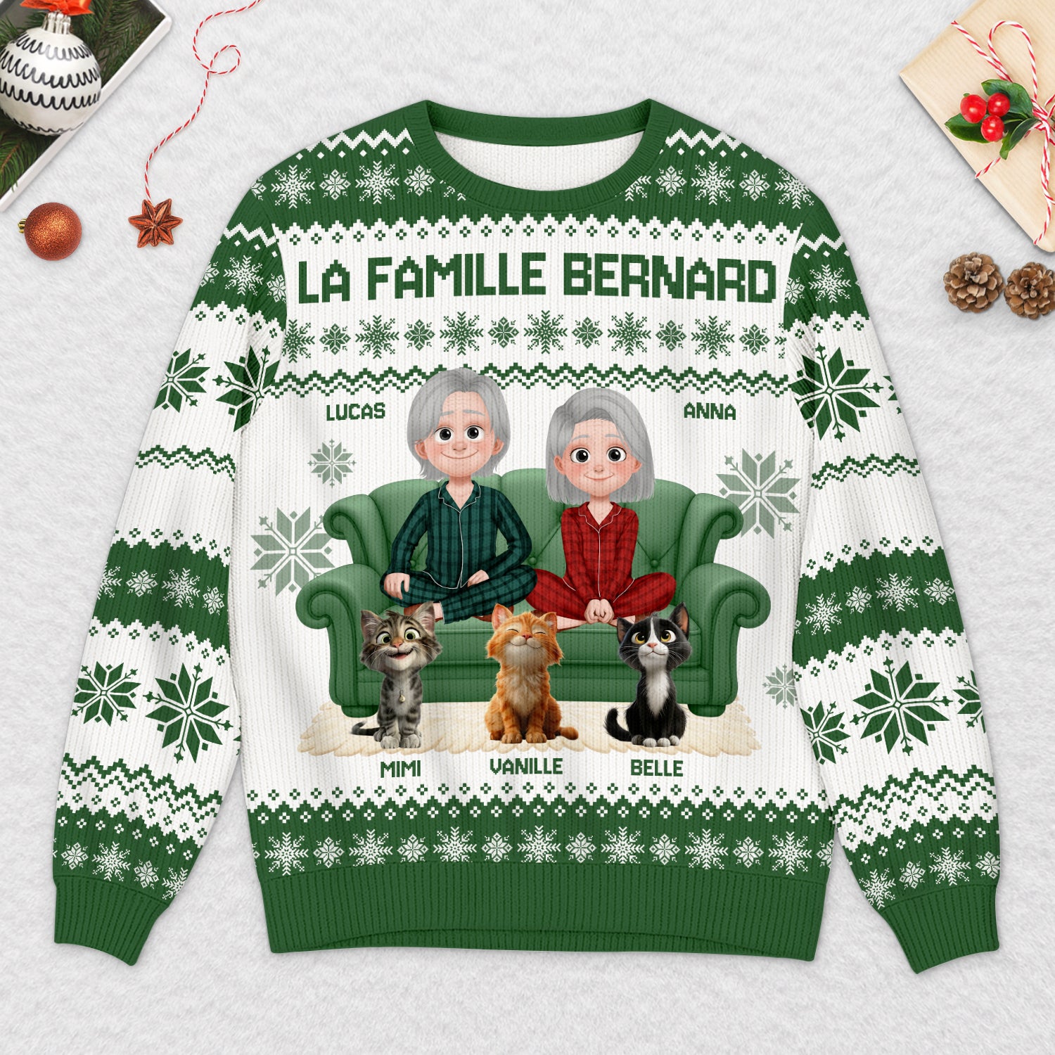 Rave on Friday Pull de Noël Unisexe à Manches Longues et col Rond - Pull de Noël Moche Chat Moche S