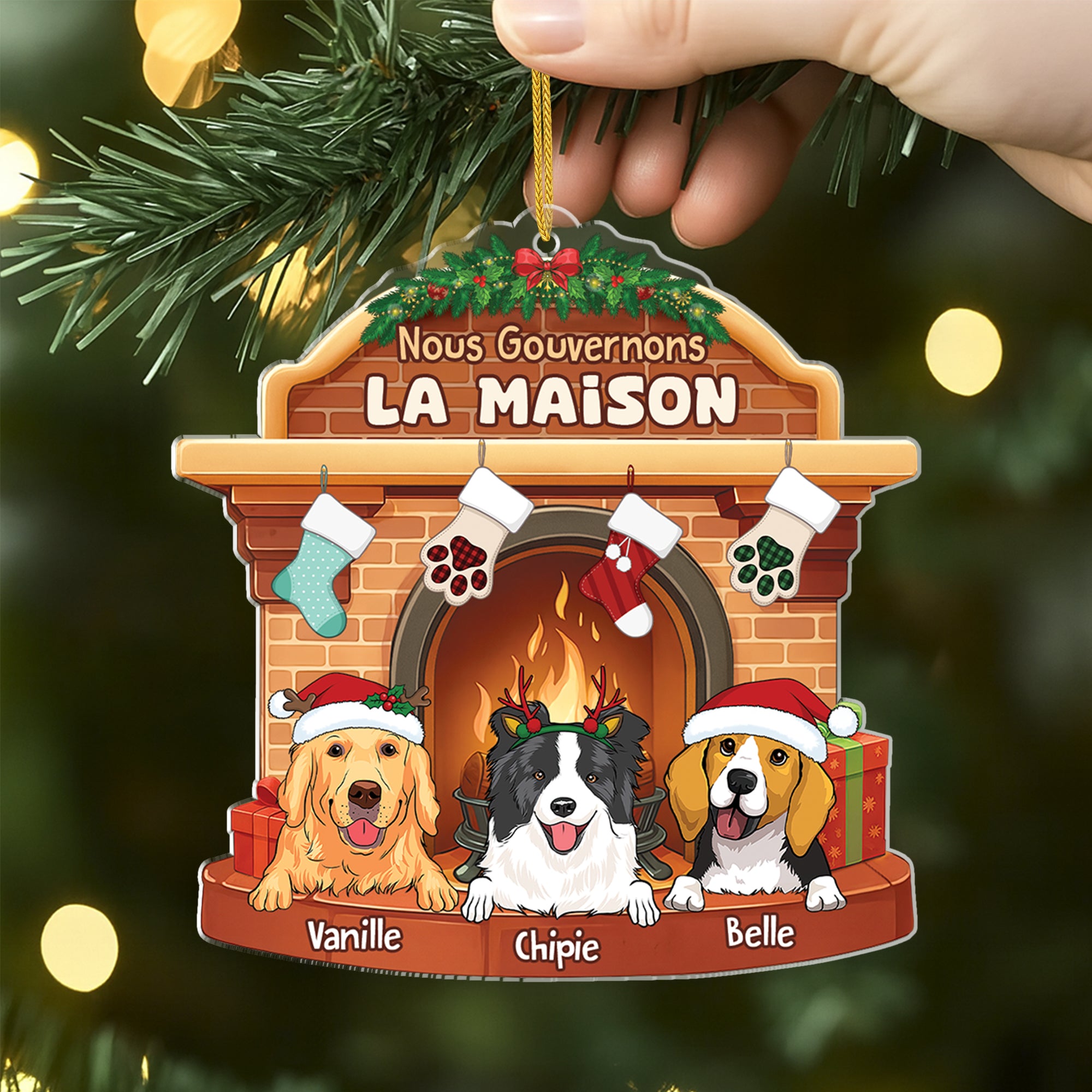 5653OFR2 ornement chat noel en acrylique personnalise nous gouvernons la maison version noel 5653o3ynd