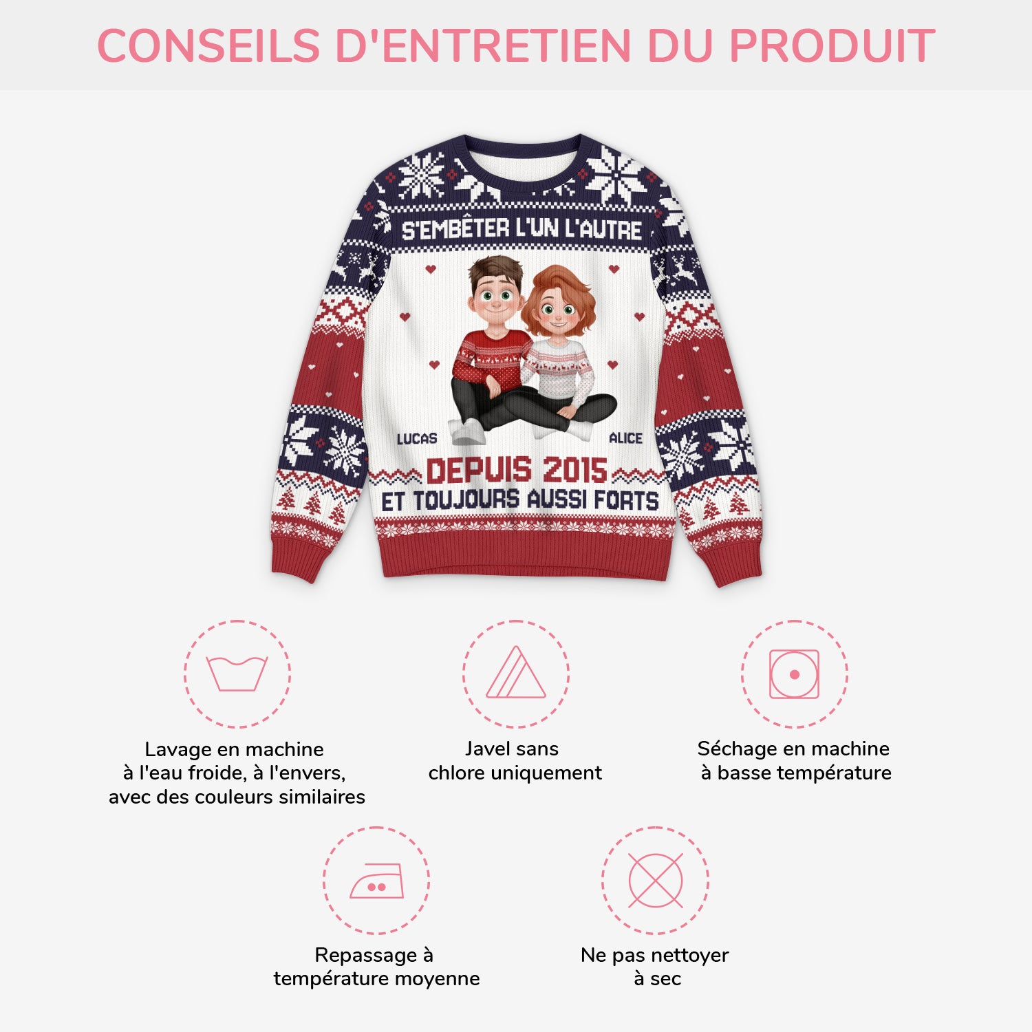 5660WFR4 pull moche de noel personnalise couple sembeter lun lautre depuis design cartoon 5660w8tzg