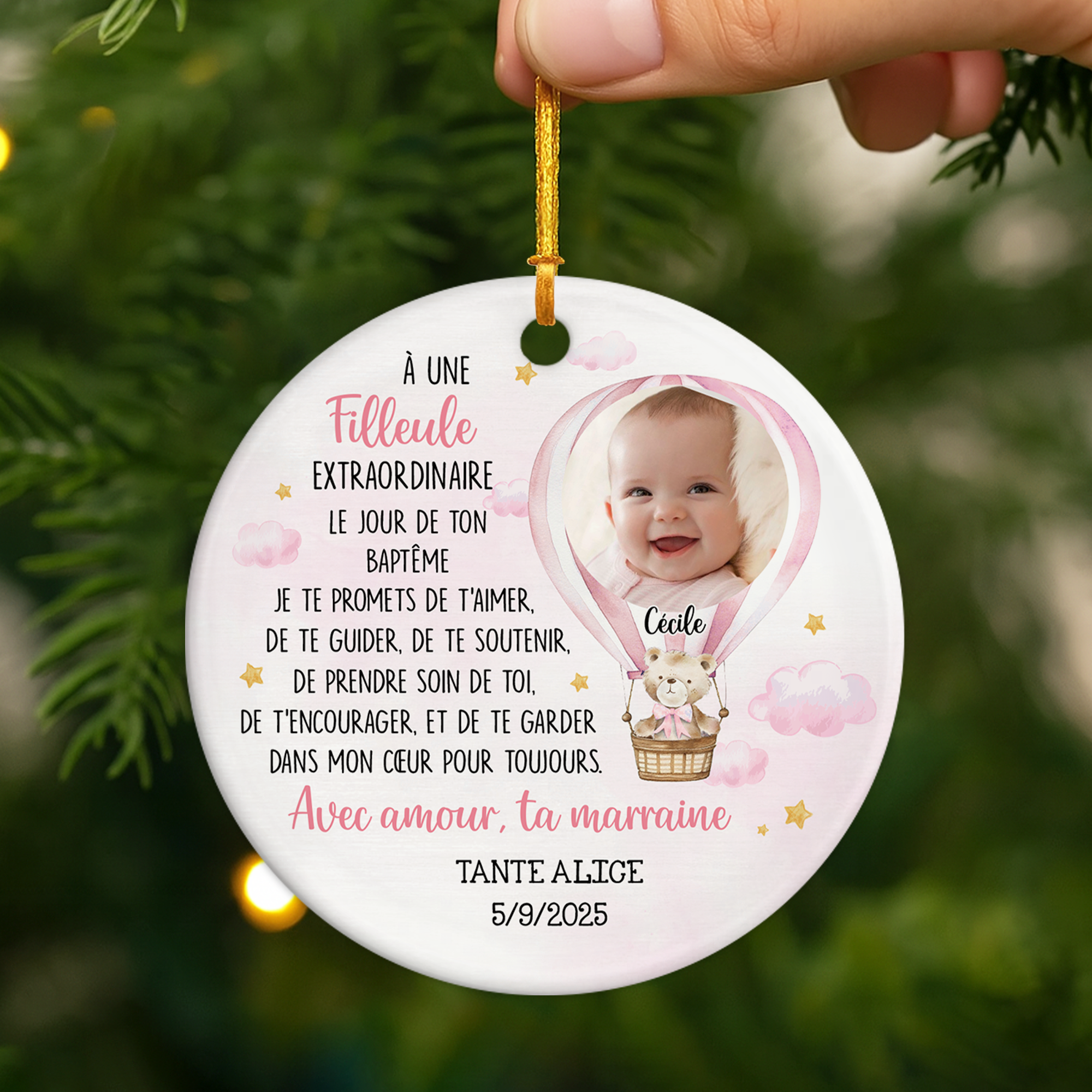 5670OFR2 ornement noel ceramique personnalise enfant avec photo le jour de ton bapteme 5670o6hak