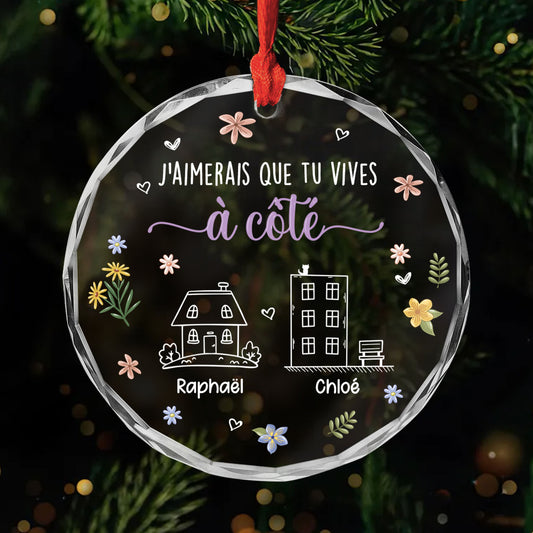 5677OFR1 ornement noel en verre personnalise pour ami si on vivait plus pres 5677o3lqf