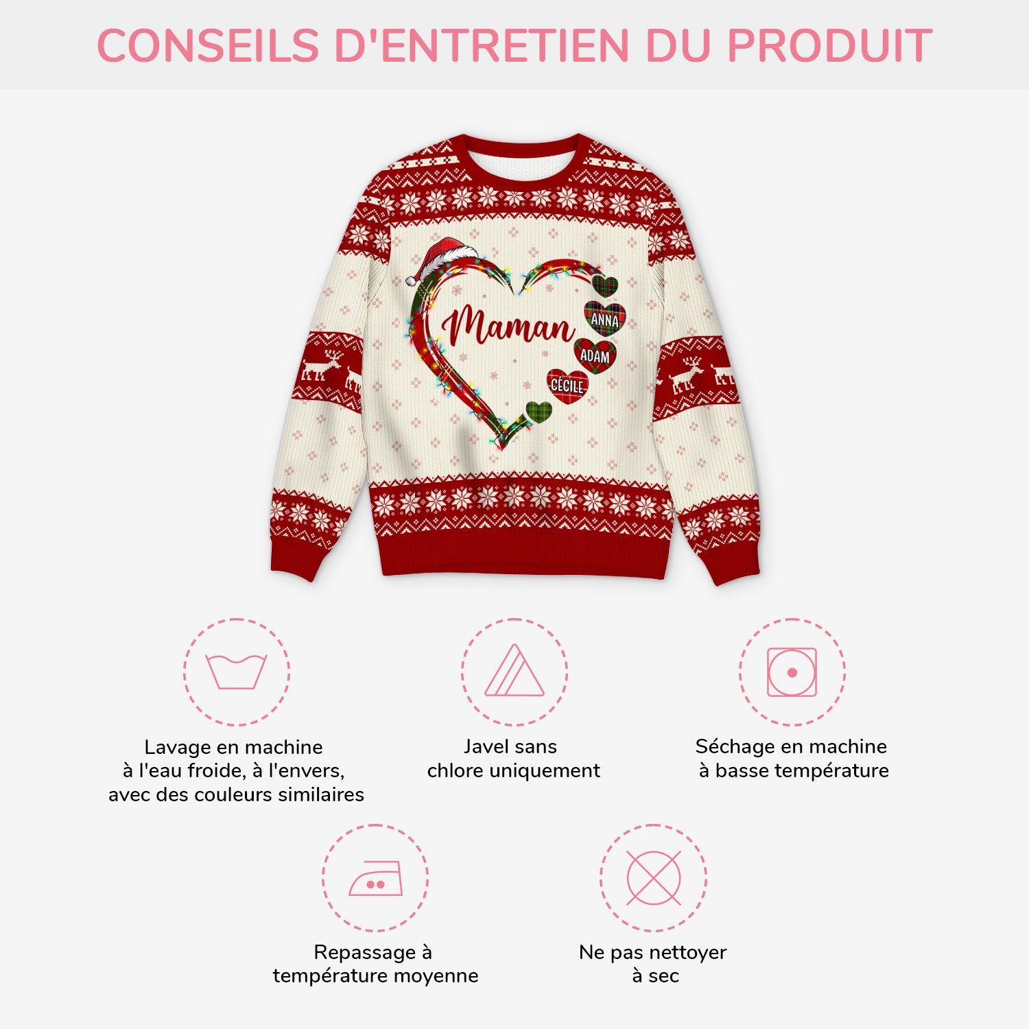 5685WFR4 pull moche de noel personnalise avec prenom le grand coeur de maman 5685wklta