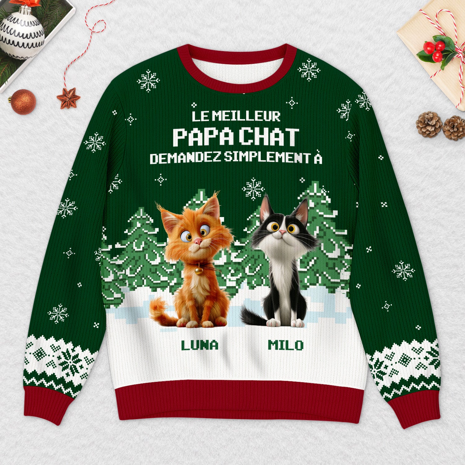 5693WFR2 pull moche de noel personnalise le meilleur papa maman chat 5693w8lnd_2bfd3b82 961b 4bf0 9c6b a807843112dd
