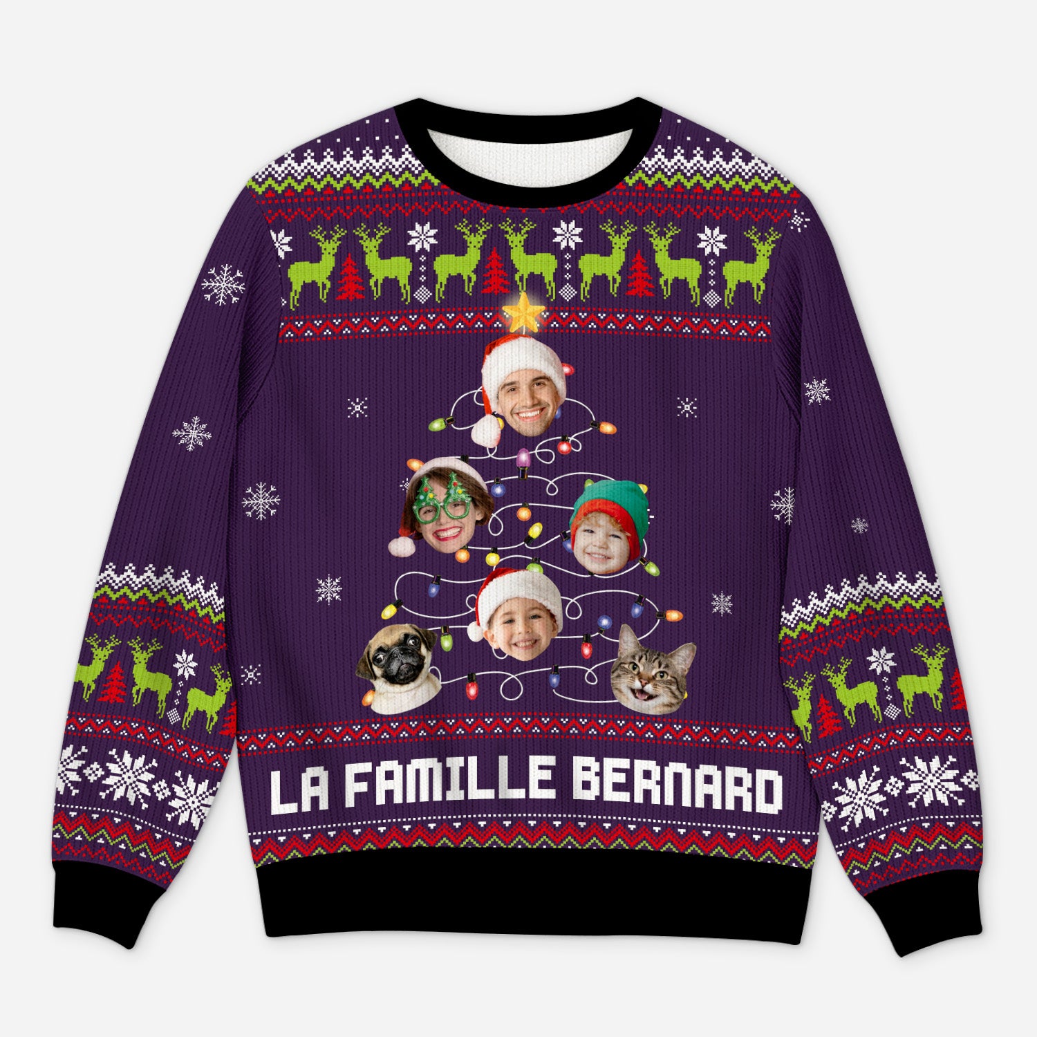 5708WFR1 pull moche personnalise sapin noel de famille 5708w3tmi