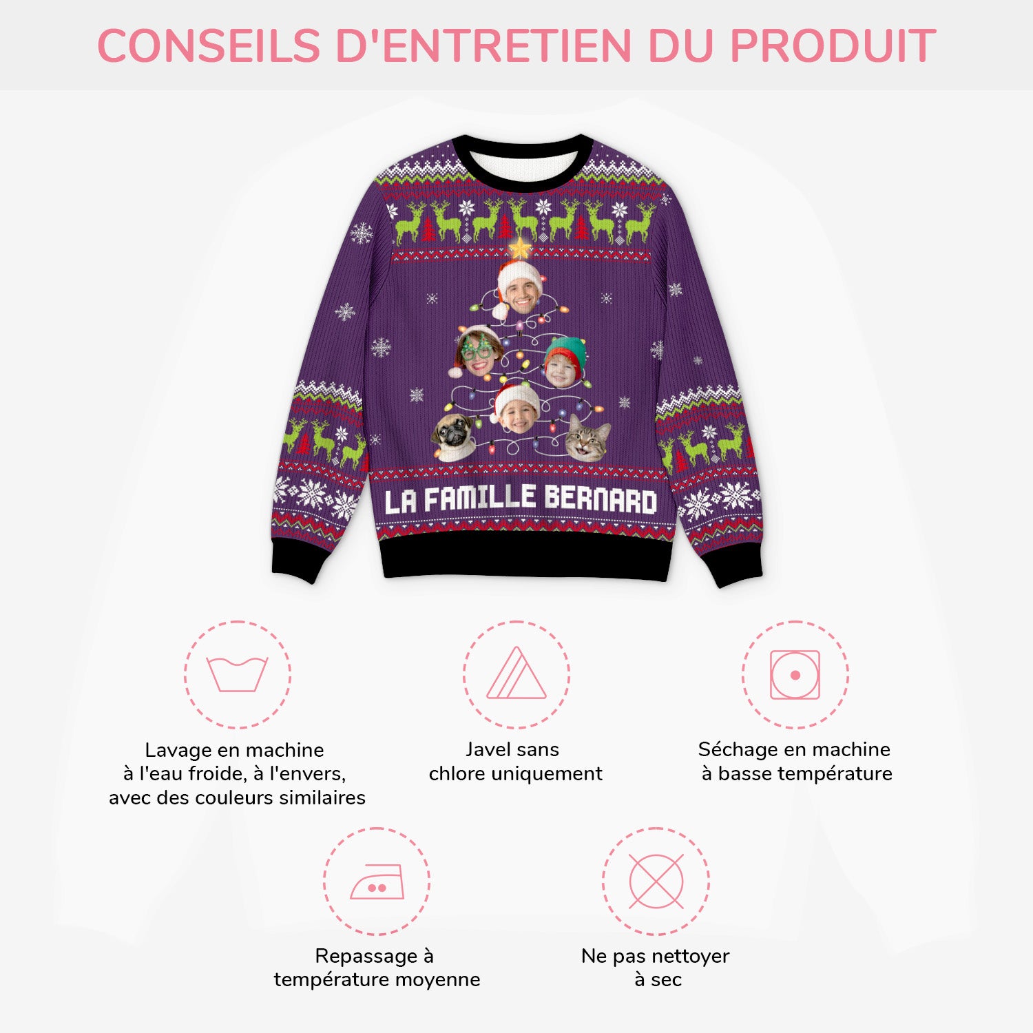 5708WFR4 pull moche personnalise sapin noel de famille 5708w3tmi