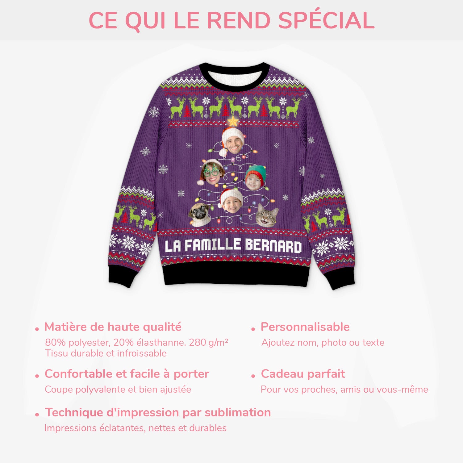 5708WFR5 pull moche personnalise sapin noel de famille 5708w3tmi